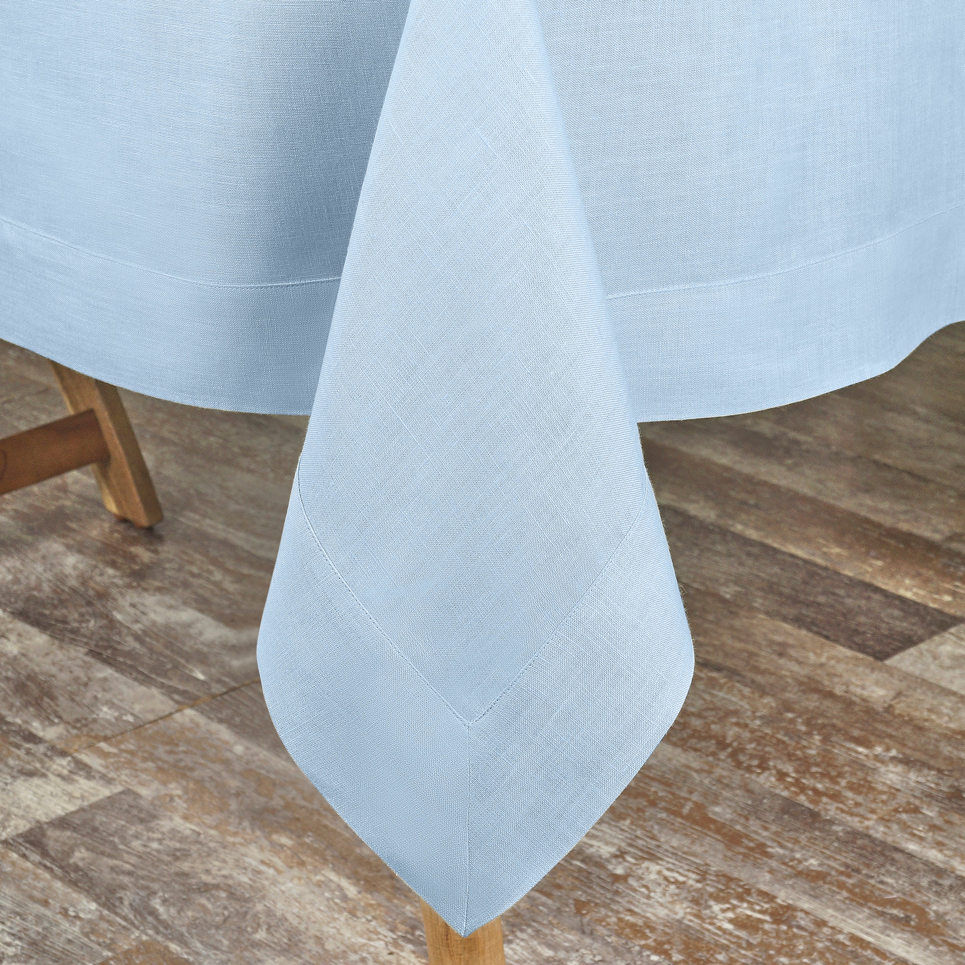 Powder Blue Linen Tablecloth, Hemmed