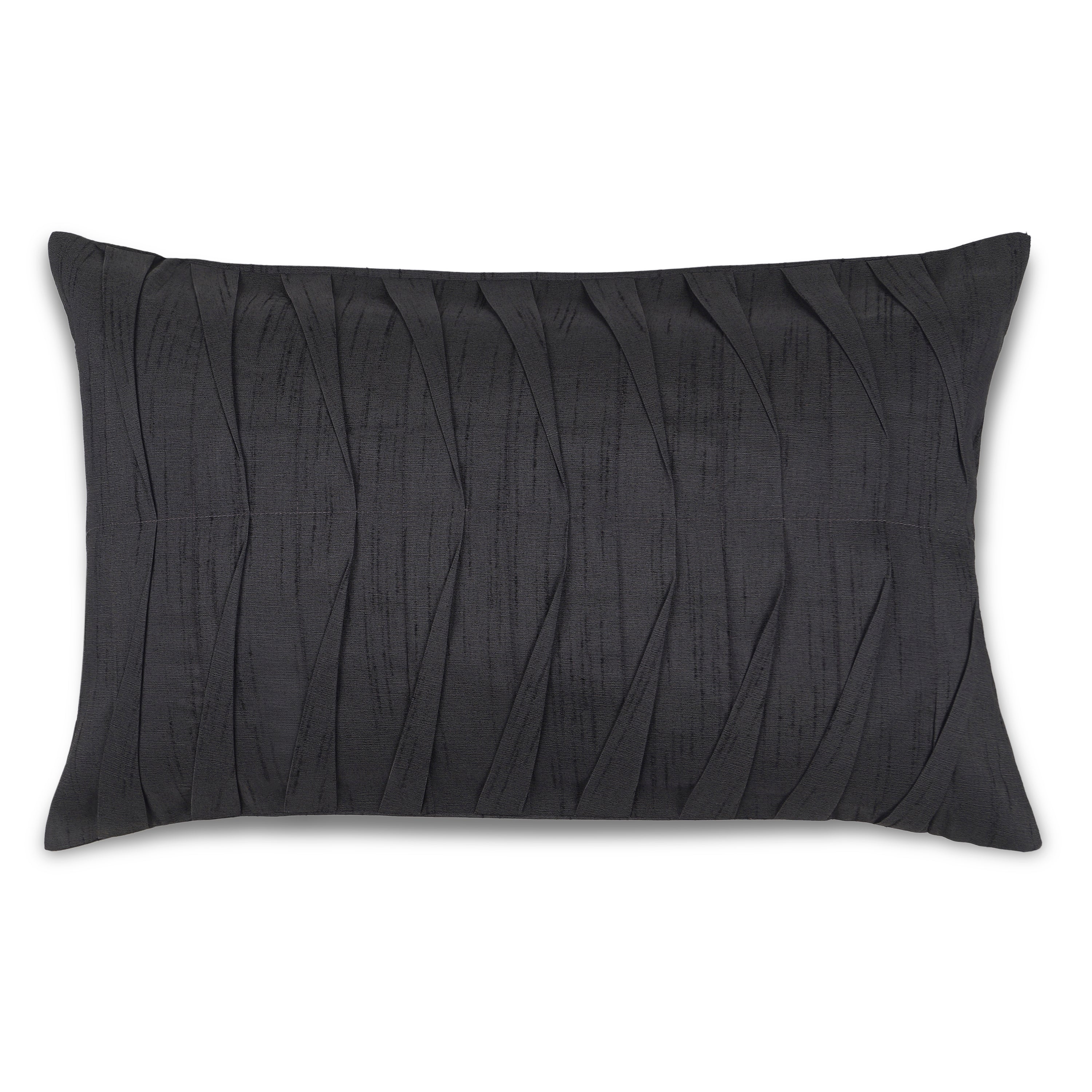 Rippled Harmony Pillow Cover Rectangle - Charcoal Grey