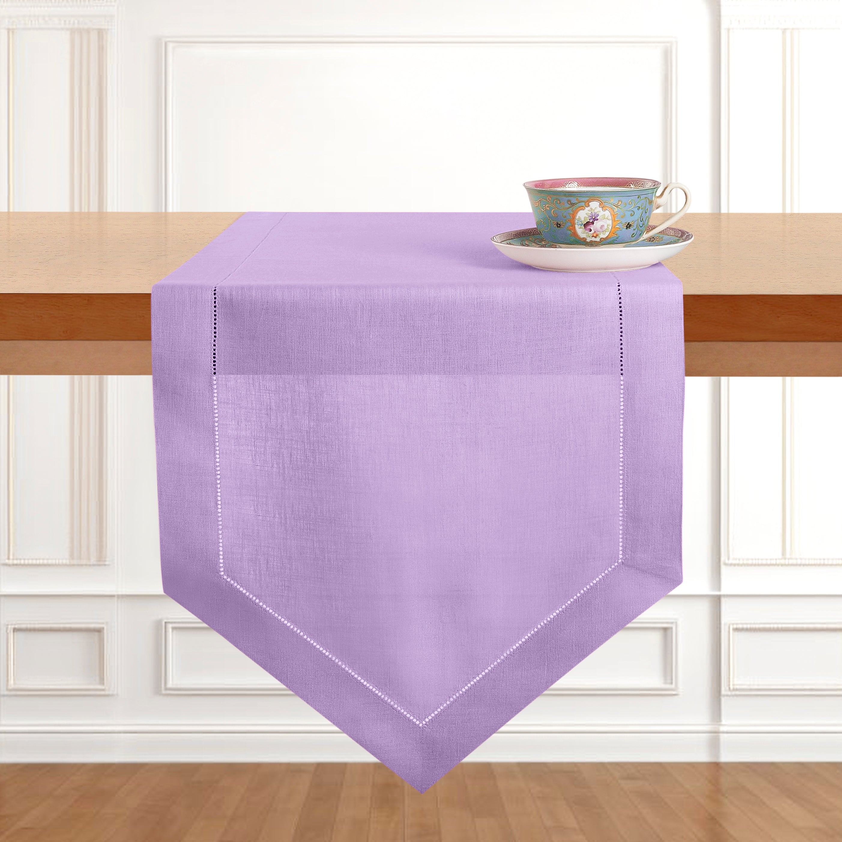 Lavender Linen Table Runner, Diamond