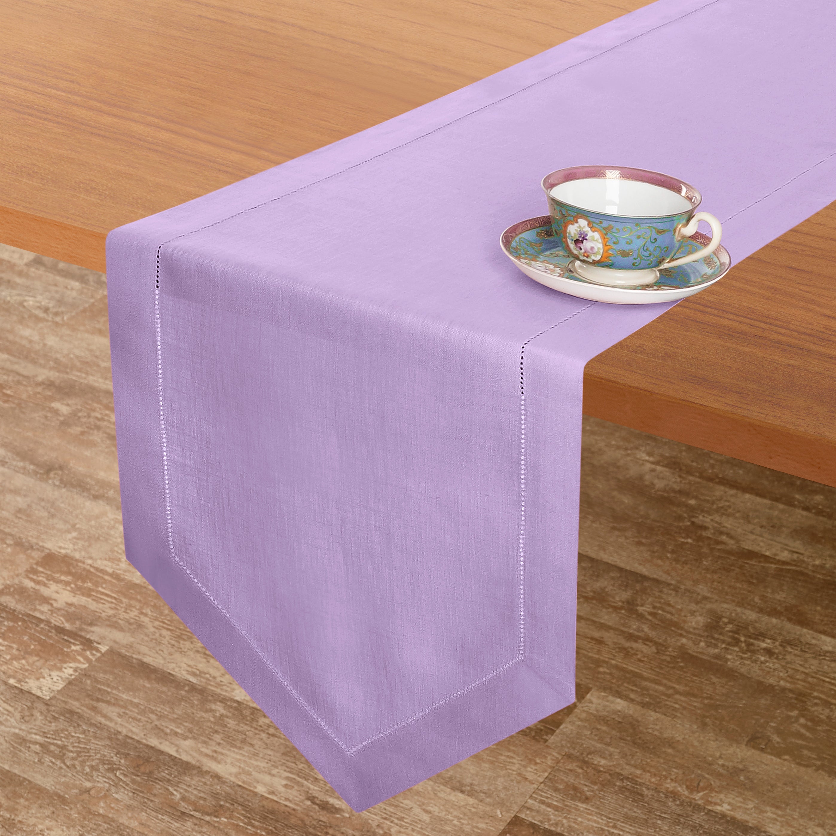 Lavender Linen Table Runner, Diamond