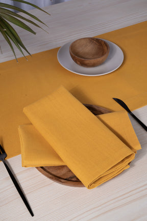 Mustard Linen Textured Dinner Napkins 20 x 20 Inch Set of 4 - Mitered Corner