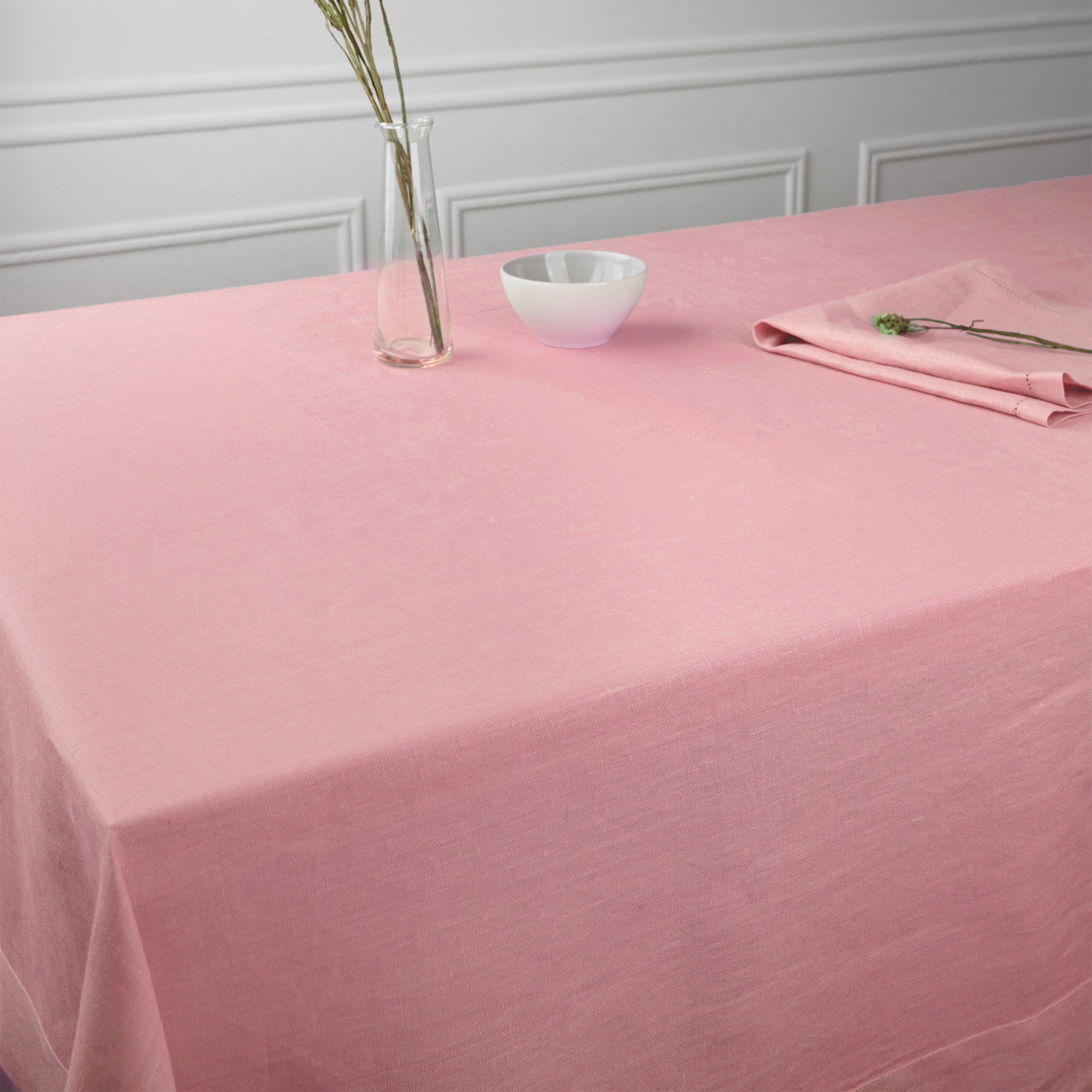 Dusty Pink Linen Tablecloth, Hemmed