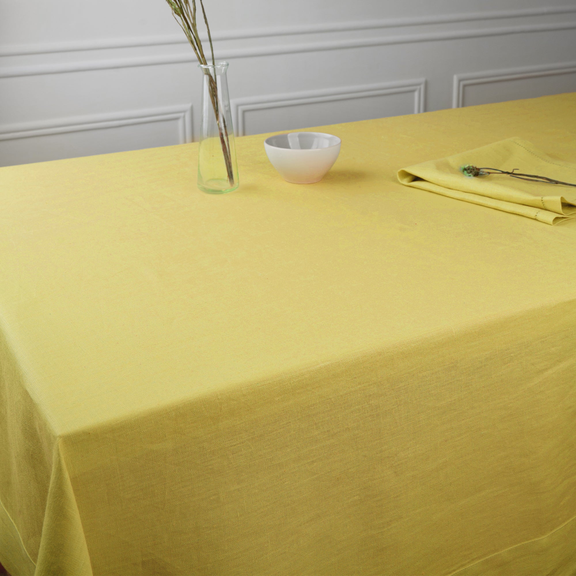 Lemon Yellow Linen Tablecloth, Hemmed