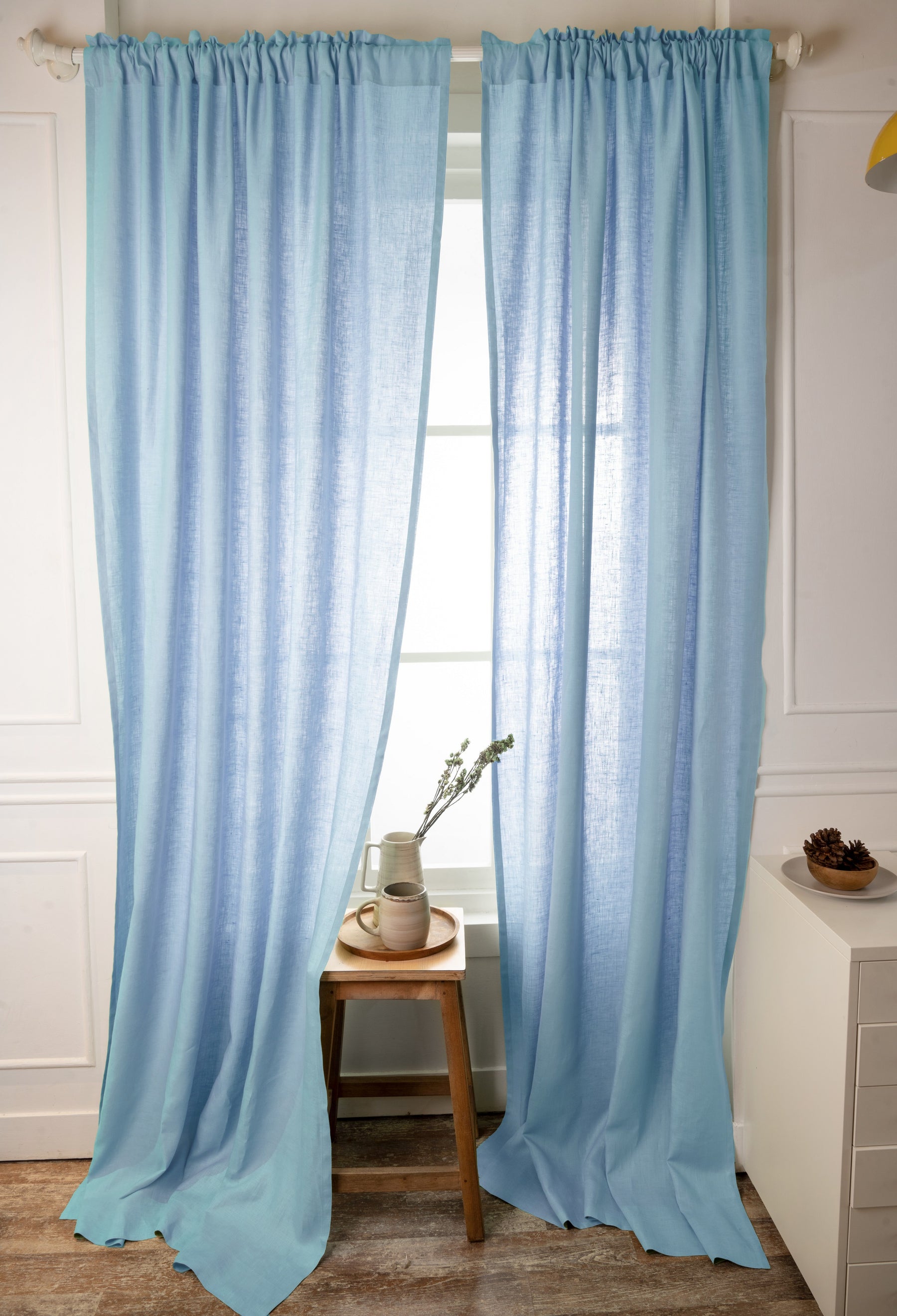Powder Blue Linen Curtain | Set of 2