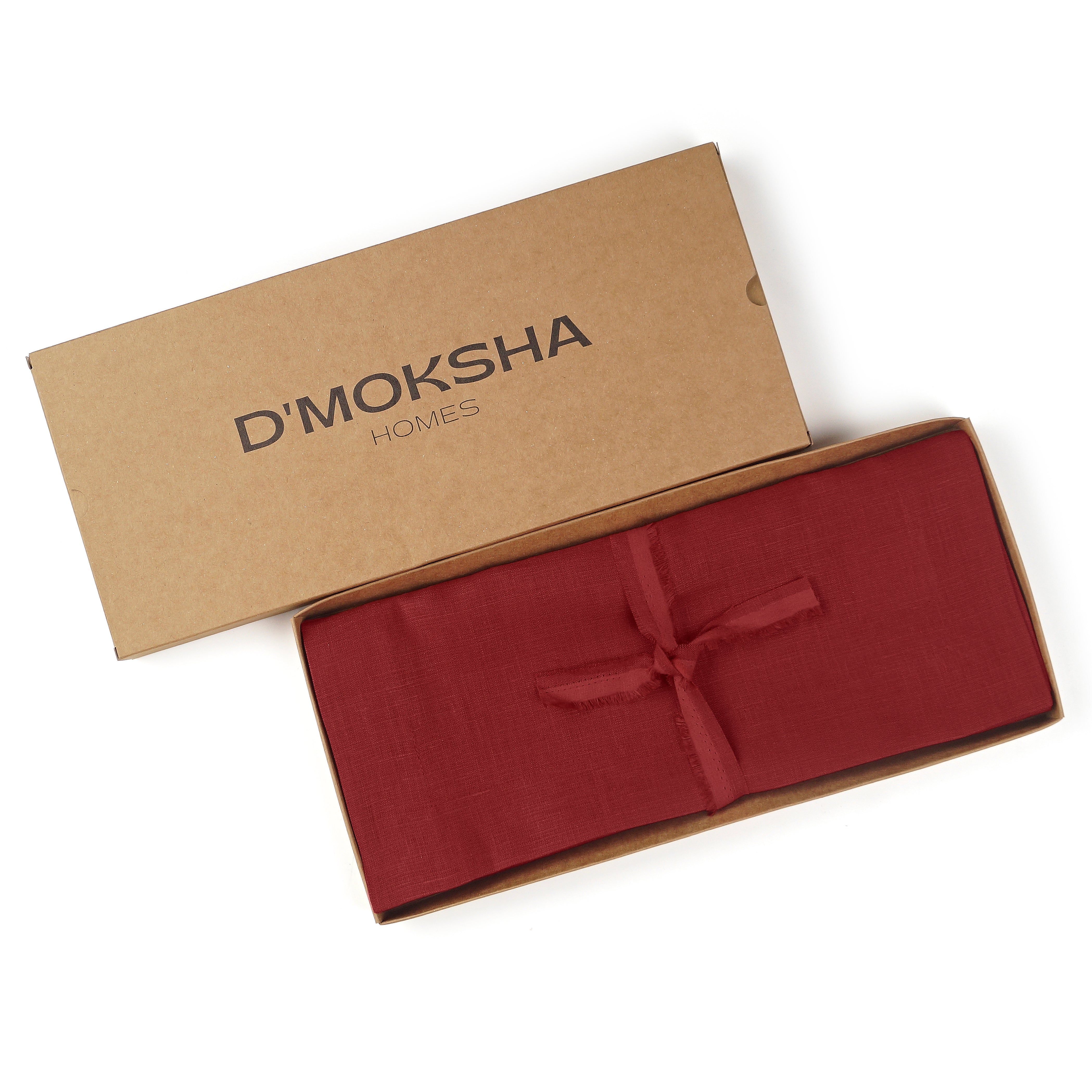 Red Linen Table Runner, Hemmed