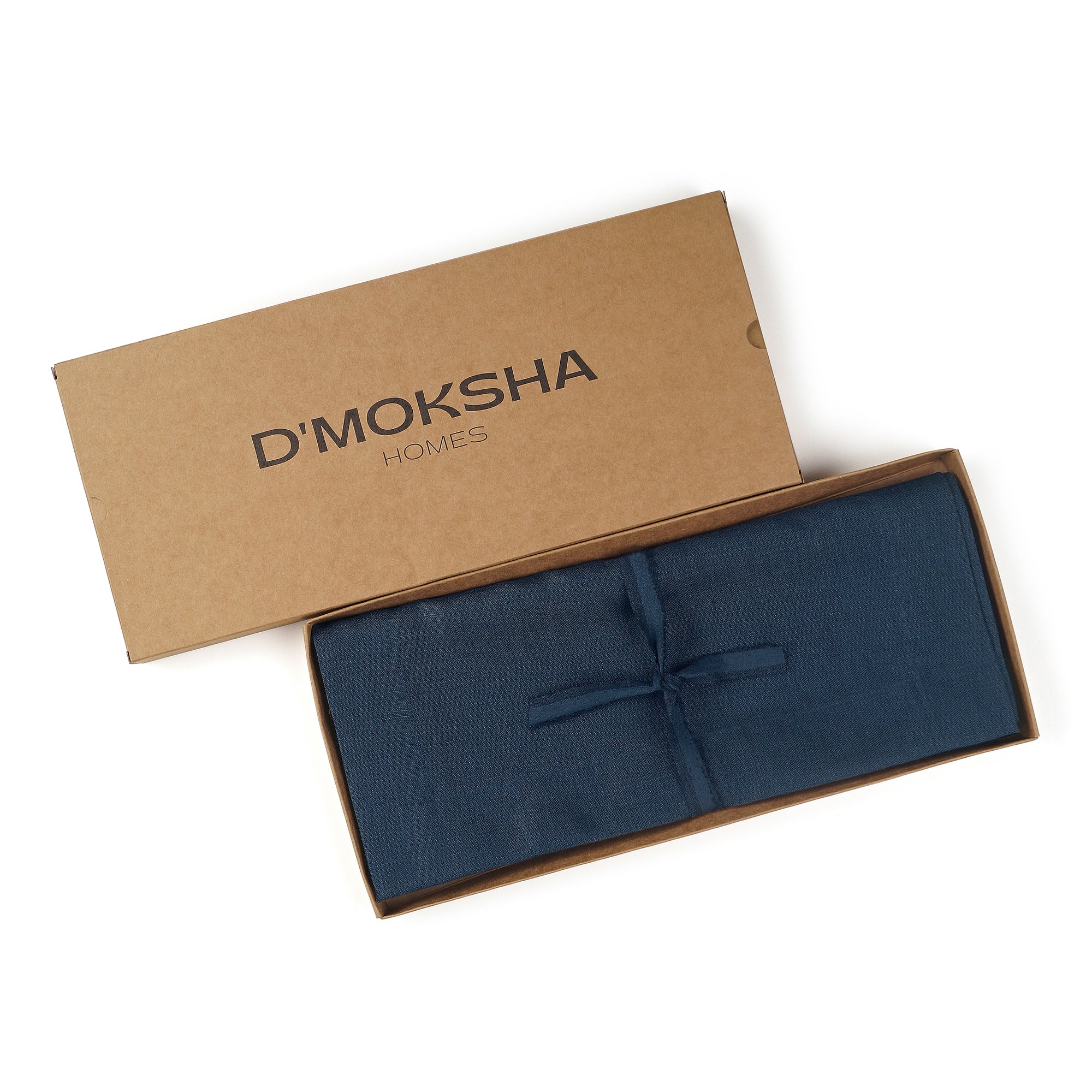 Navy Blue Linen Table Runner, Hemmed