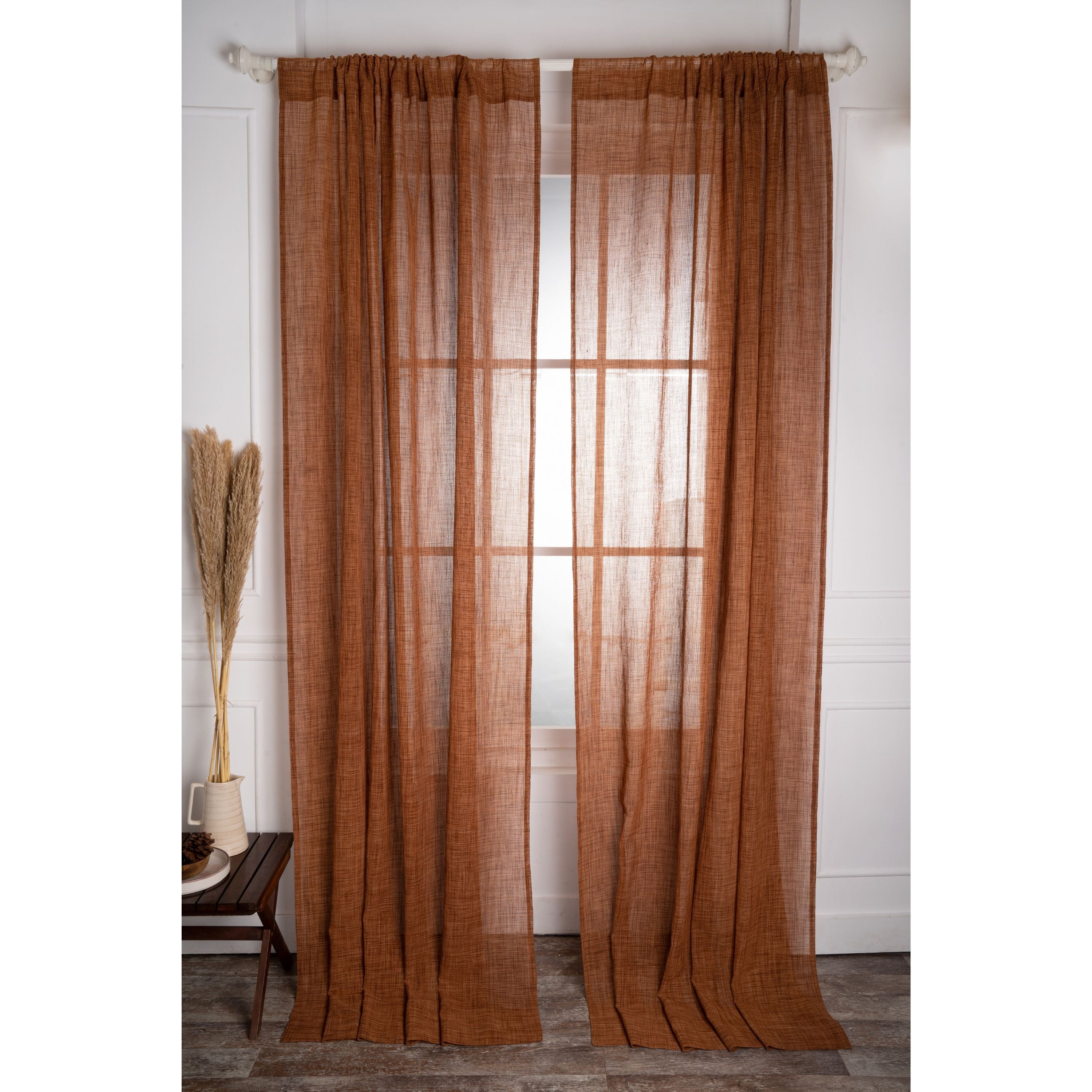 Brown Faux Jute Curtain