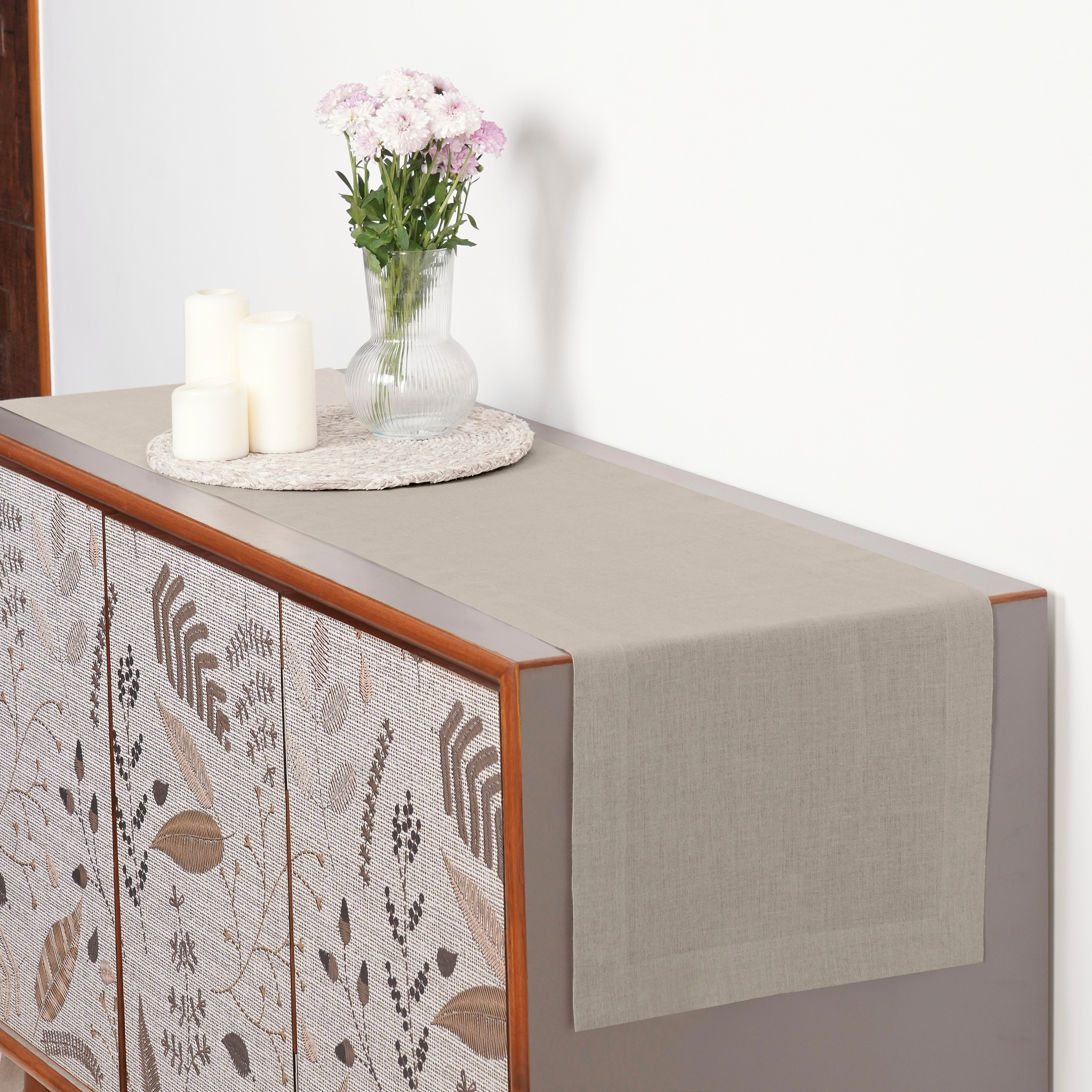 Natural Linen Table Runner, Hemmed