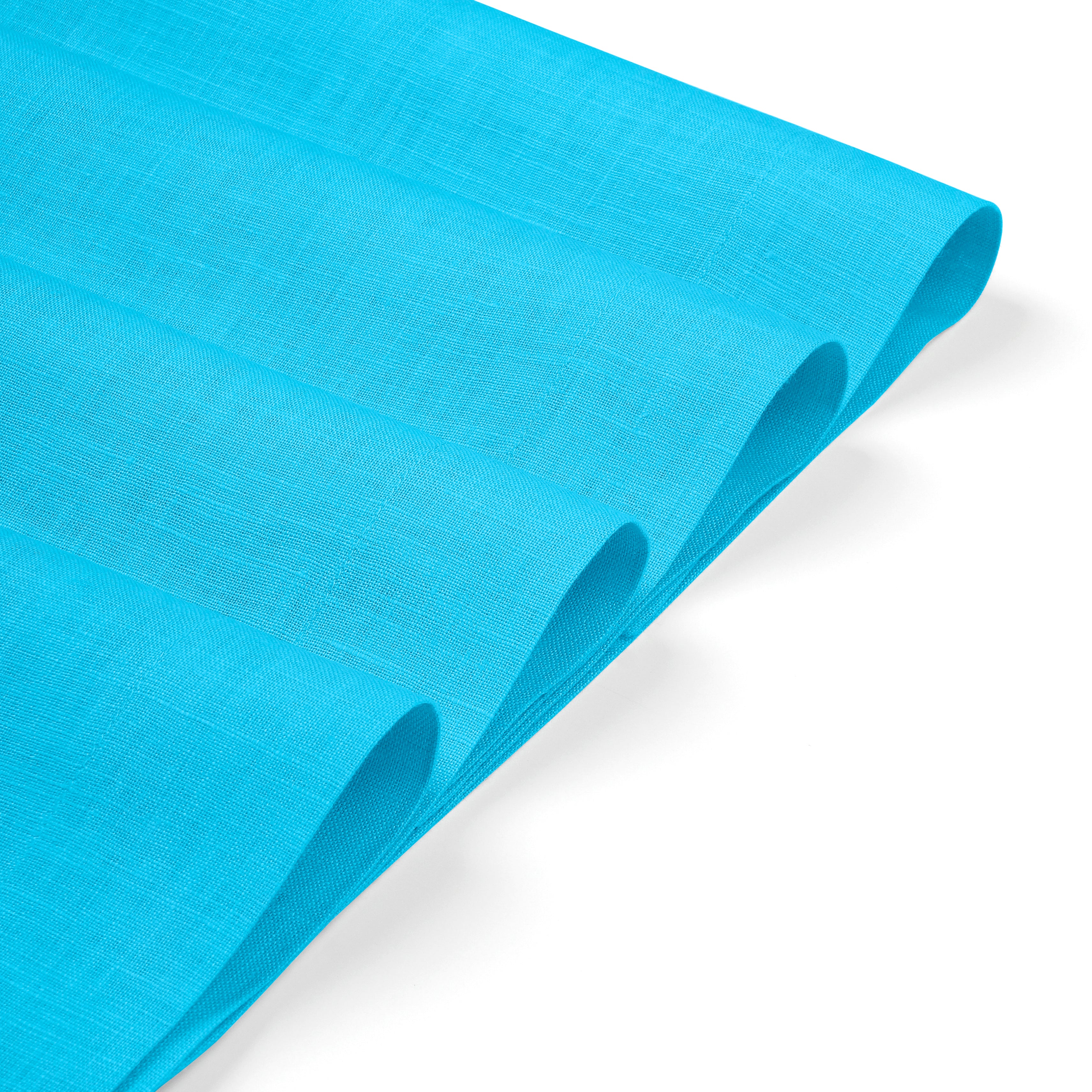 Cyan Blue Linen Placemats, Hemmed, 14 x 19 inch, 4 pcs