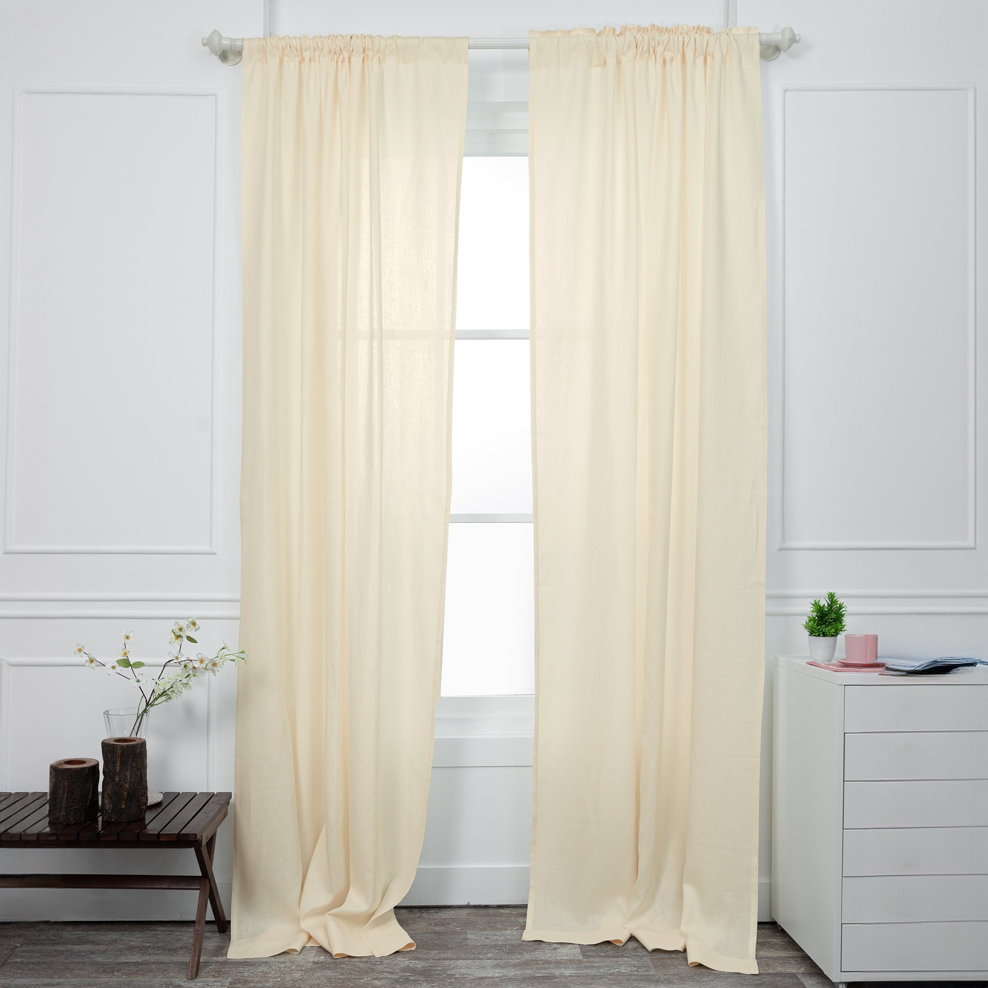 Vanilla Cream Linen Curtain | Set of 2