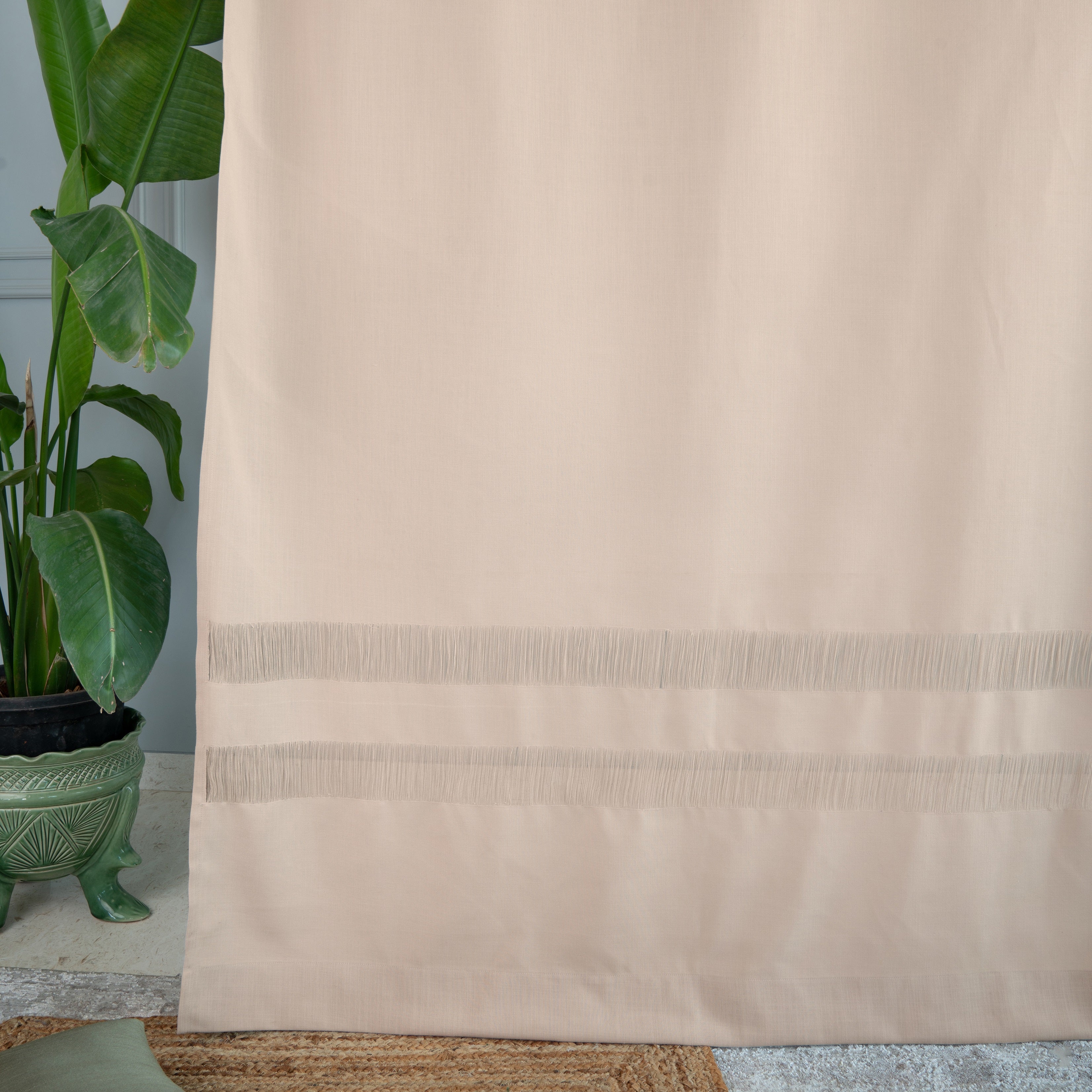 Natural Faux Linen Net Design Curtain