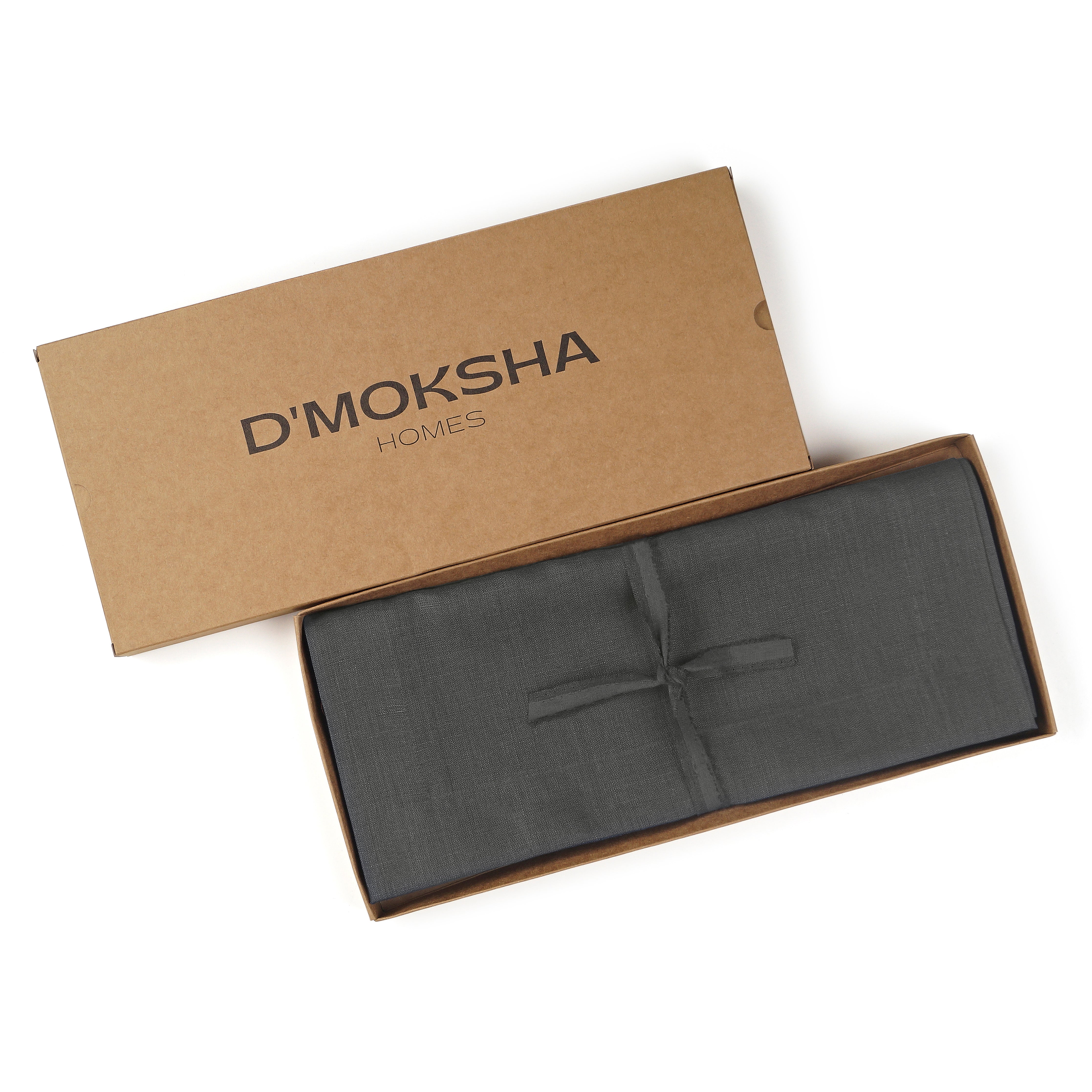 Charcoal Grey Linen Table Runner, Hemmed