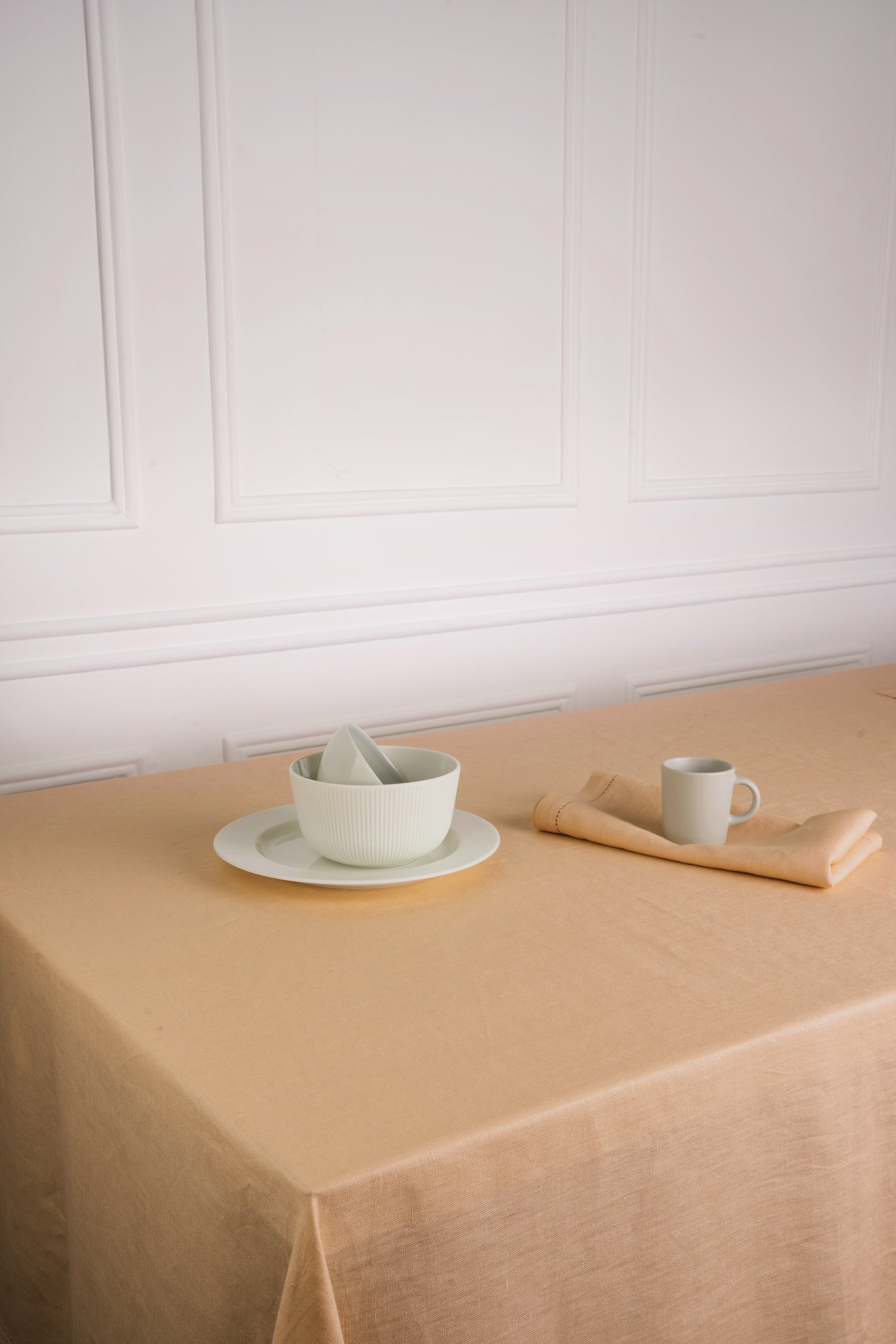 Beige Linen Tablecloth, Hemstitch