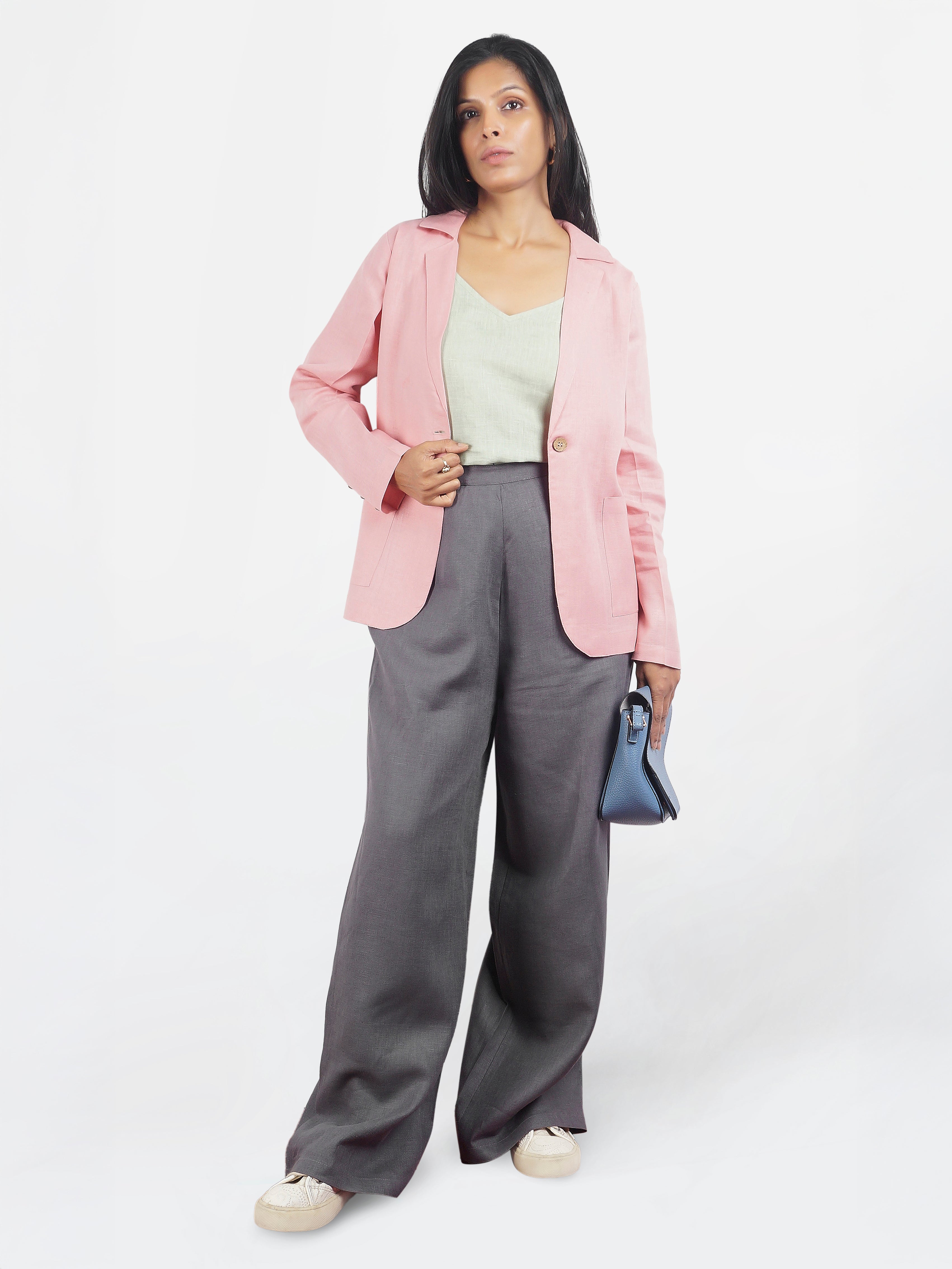 Dusty Pink Linen Blazer
