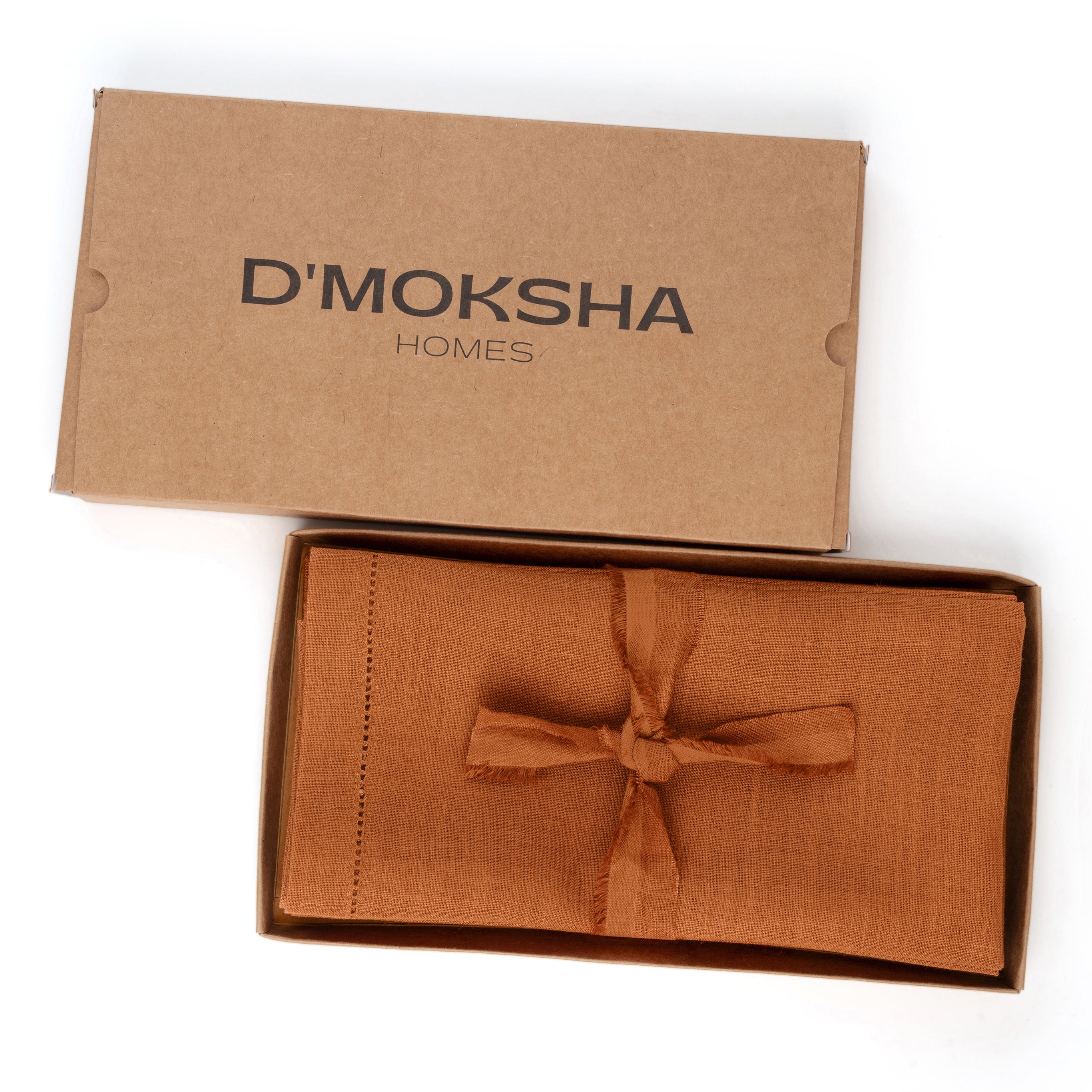 Rust Linen Napkins, Hemstitch, 20 x 20 inch, 4 pcs