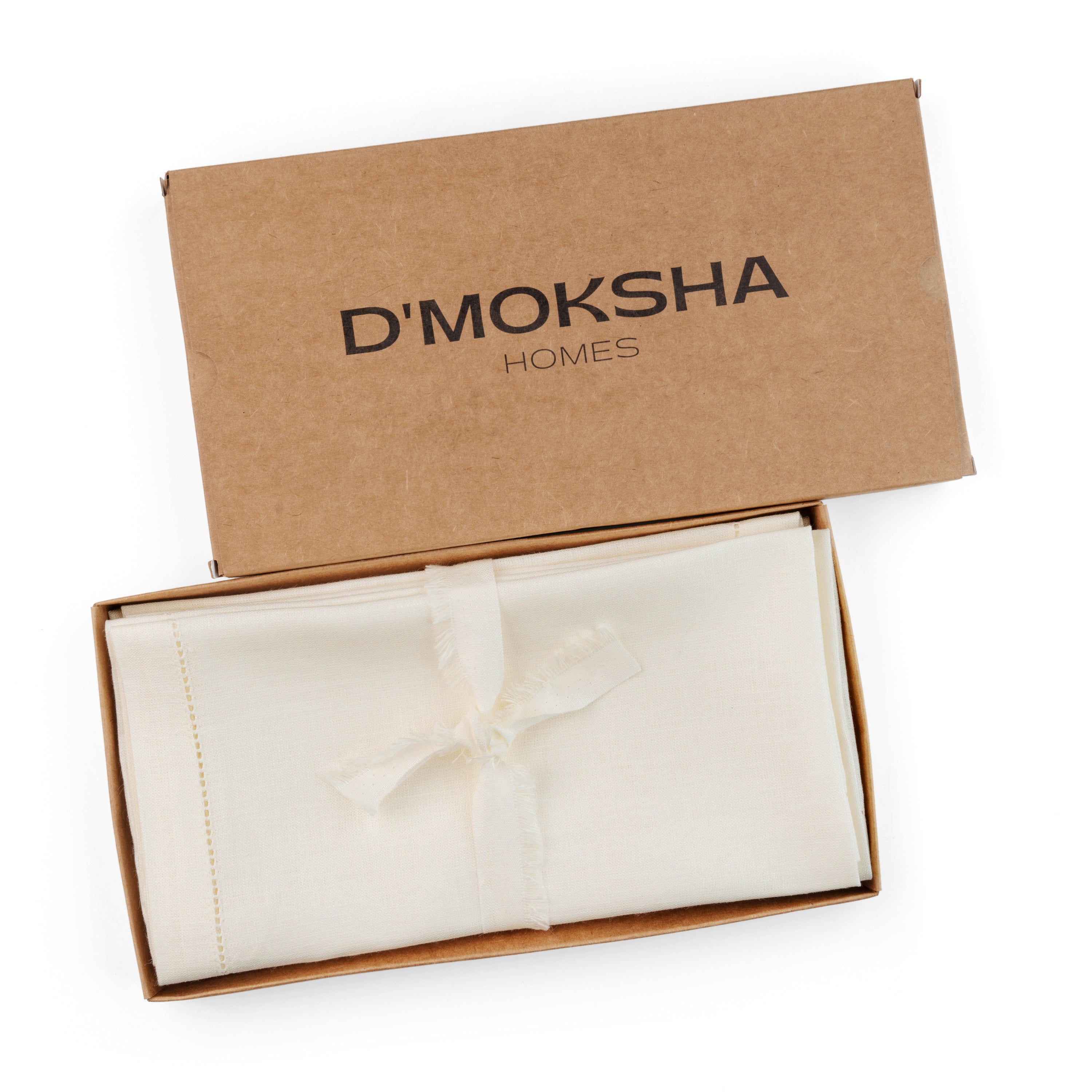 Ivory Linen Napkins, Hemstitch, 20 x 20 inch, 4 pcs