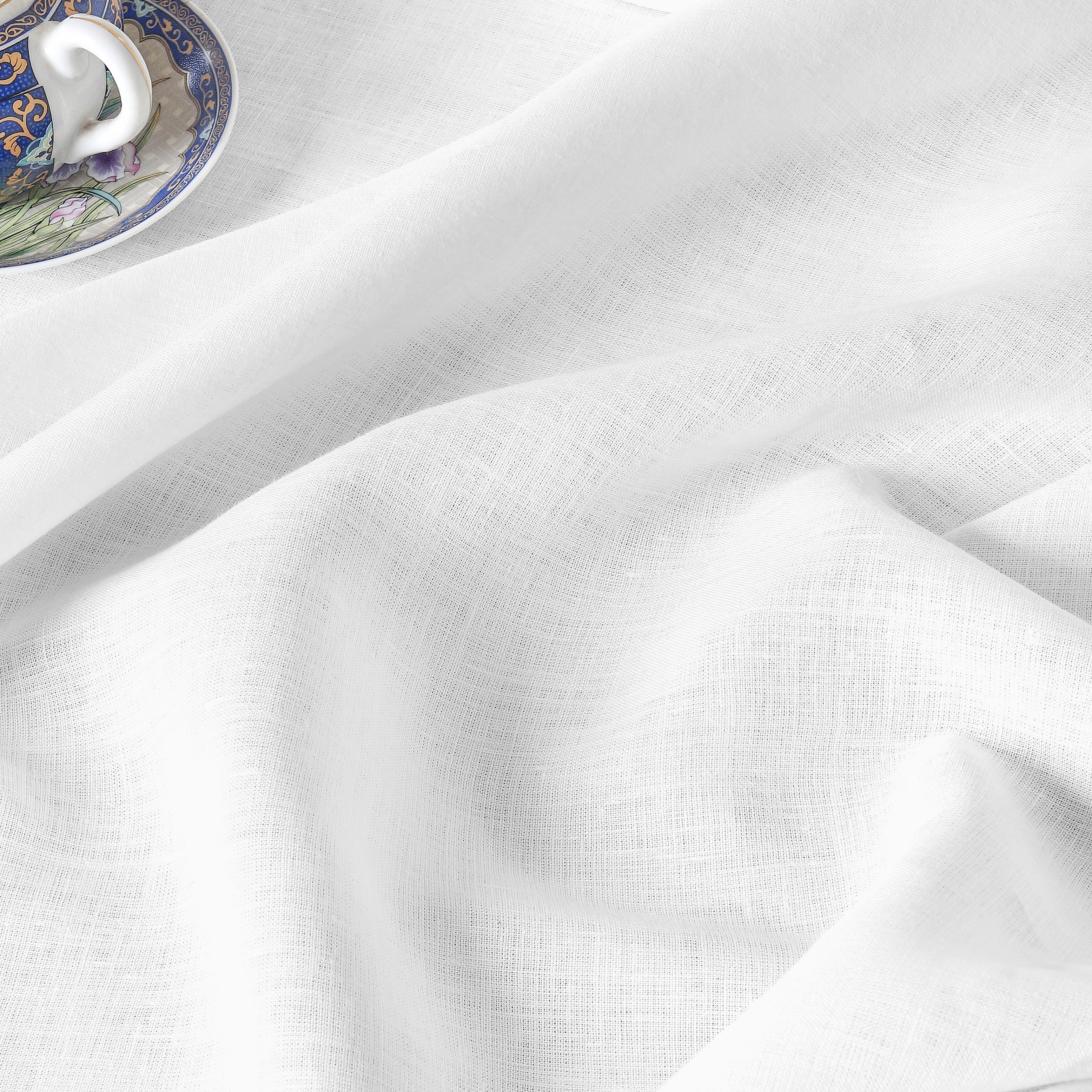 White Linen Tablecloth, Hemstitch