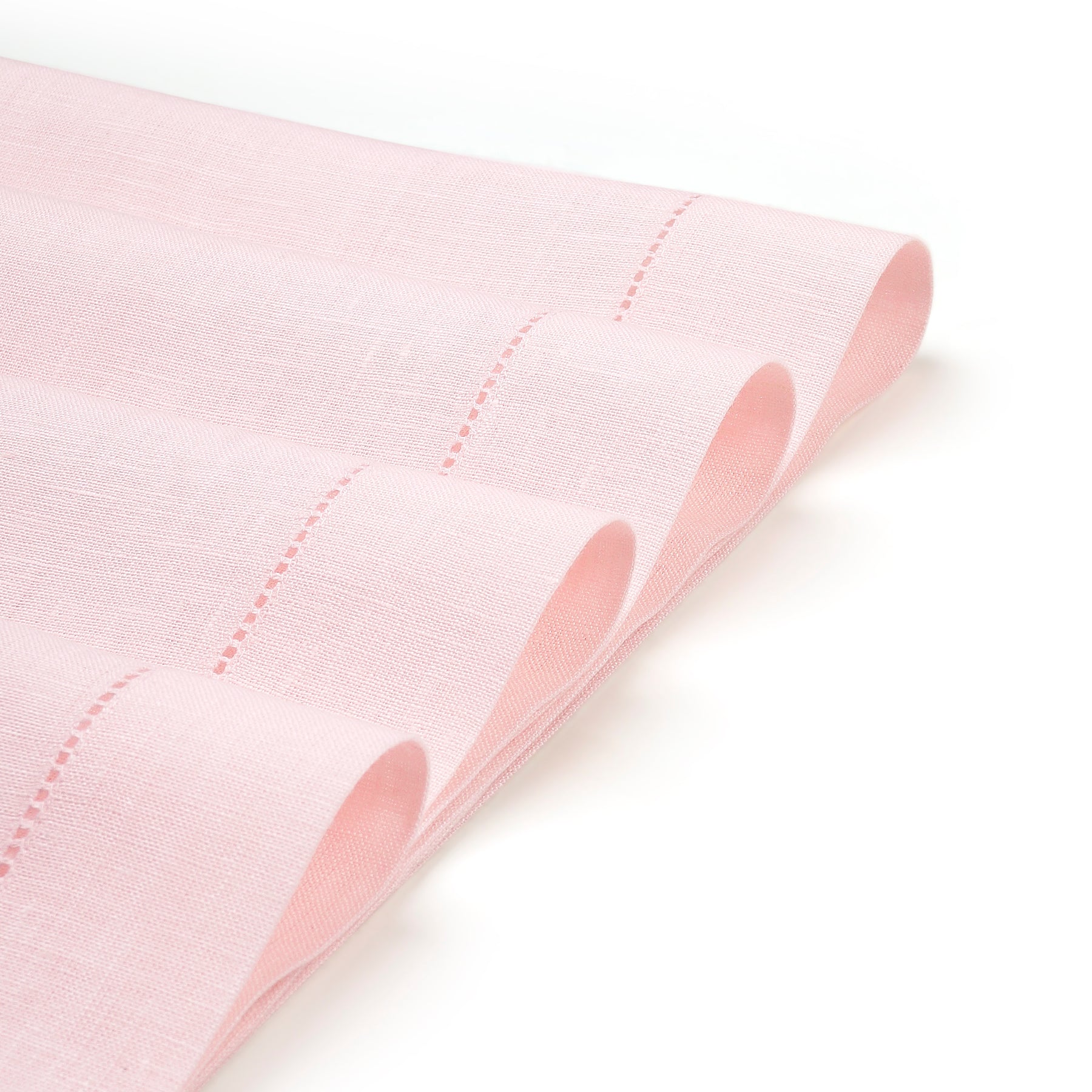 Pastel Pink Linen Placemats 14 x 19 Inch Set of 4 - Hemstitch