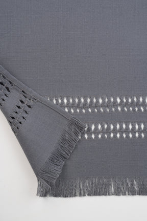 Charcoal Grey Linen Look Recycled Fabric Hand Hemstitch Table Runner