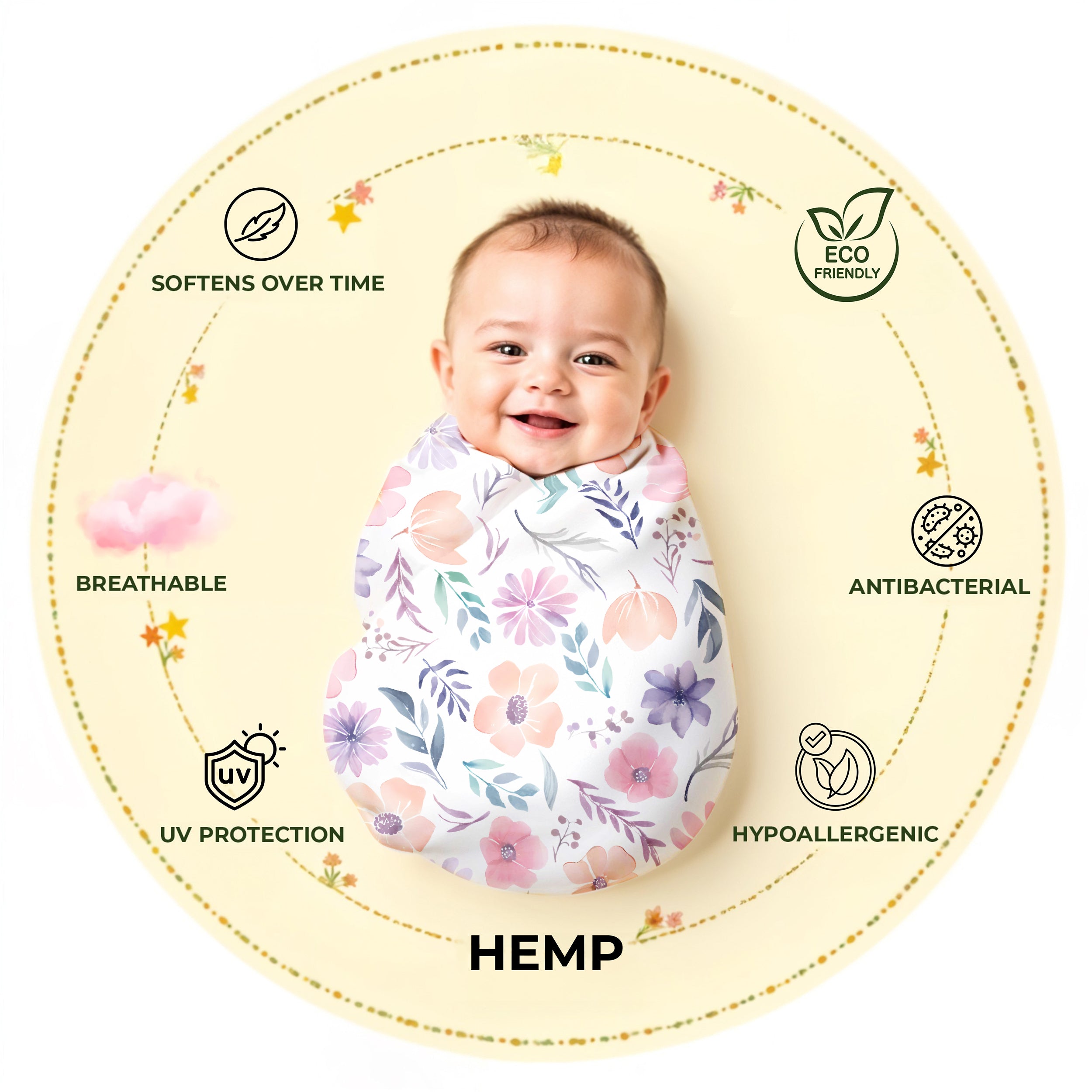 Wildflower Wrap Blanket, 47 x 47 inch, Pack of 2