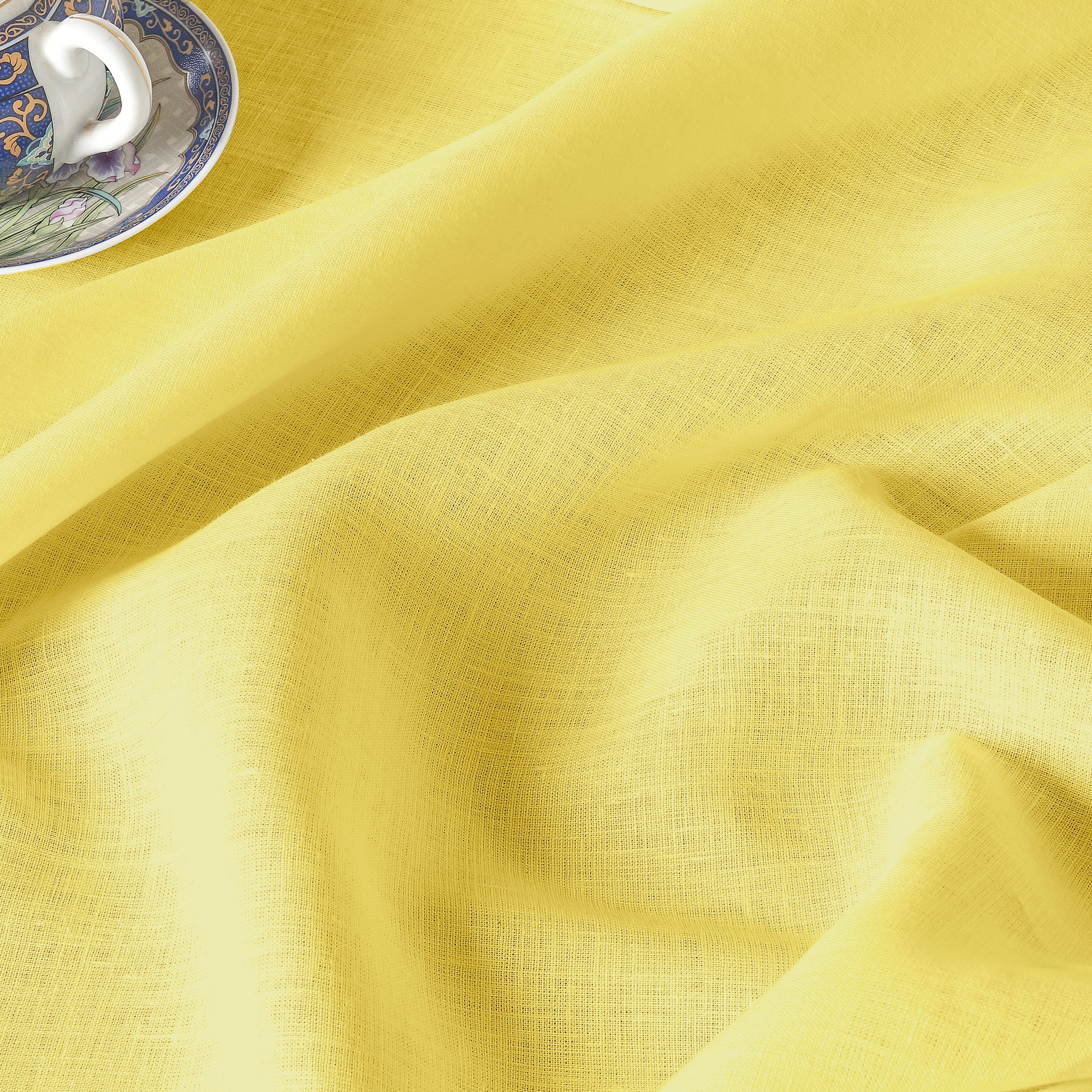 Lemon Yellow Linen Tablecloth, Hemmed