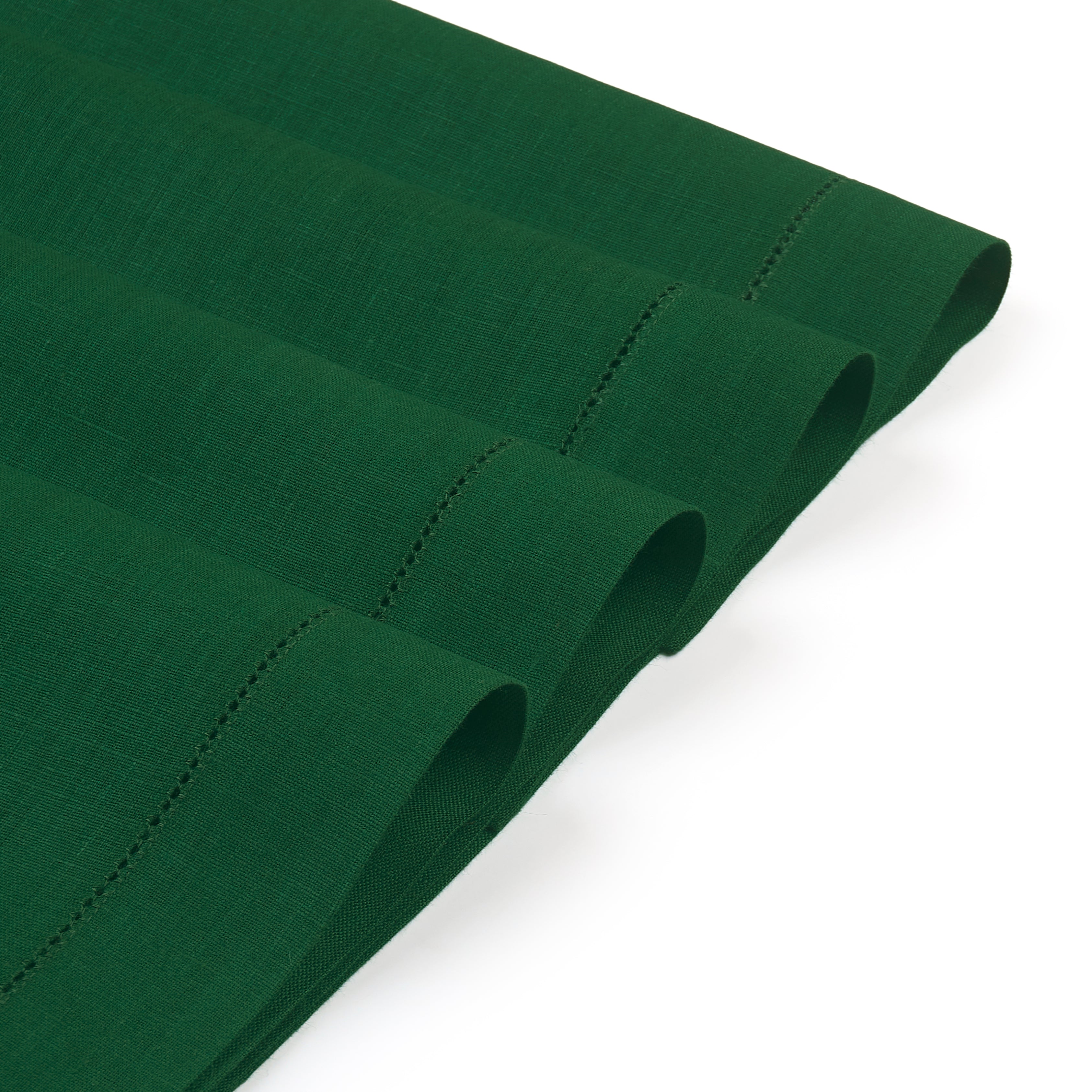 Forest Green Linen Placemats, Hemstitch, 14 x 19 inch, 4 pcs