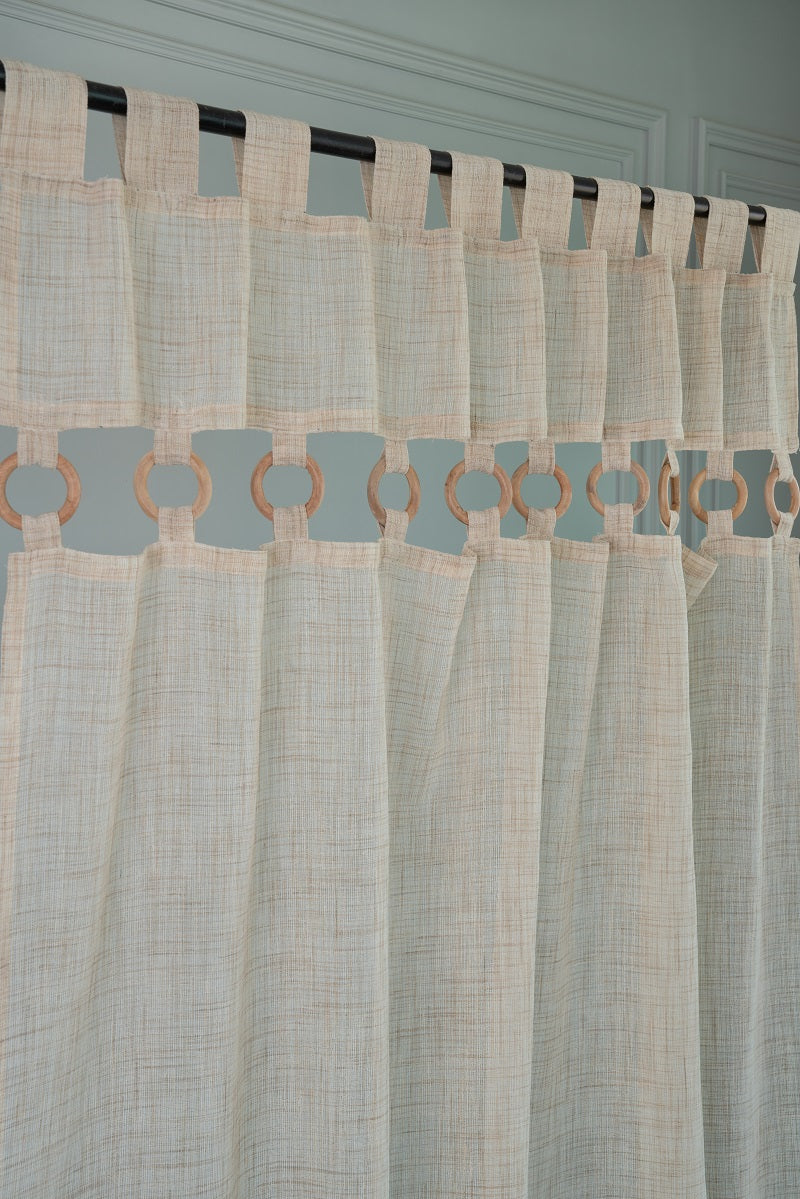 Beige Ivory Jute Look Ring Body Curtain | 1 Panel