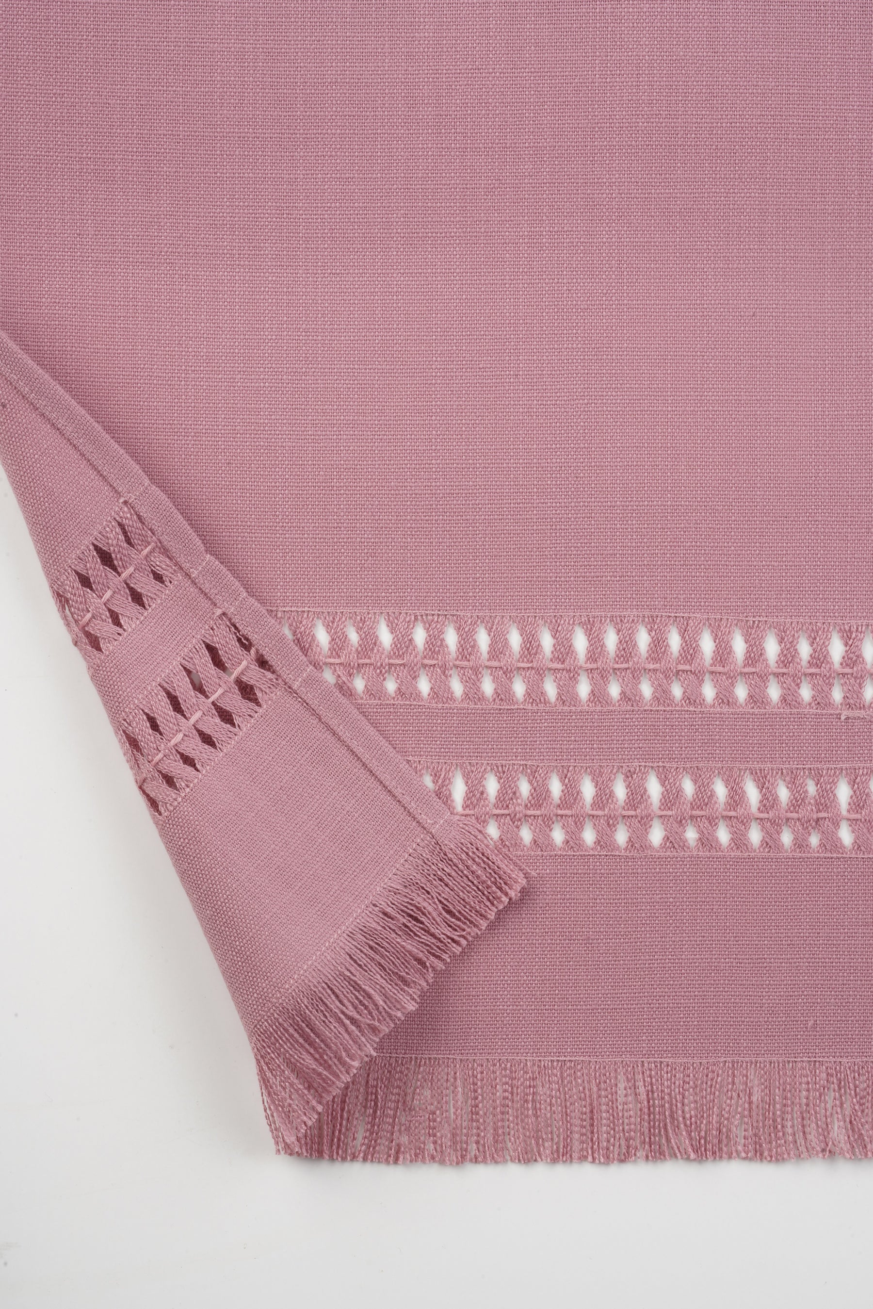 Blush Pink Linen Look Recycled Fabric Hand Hemstitch Table Runner