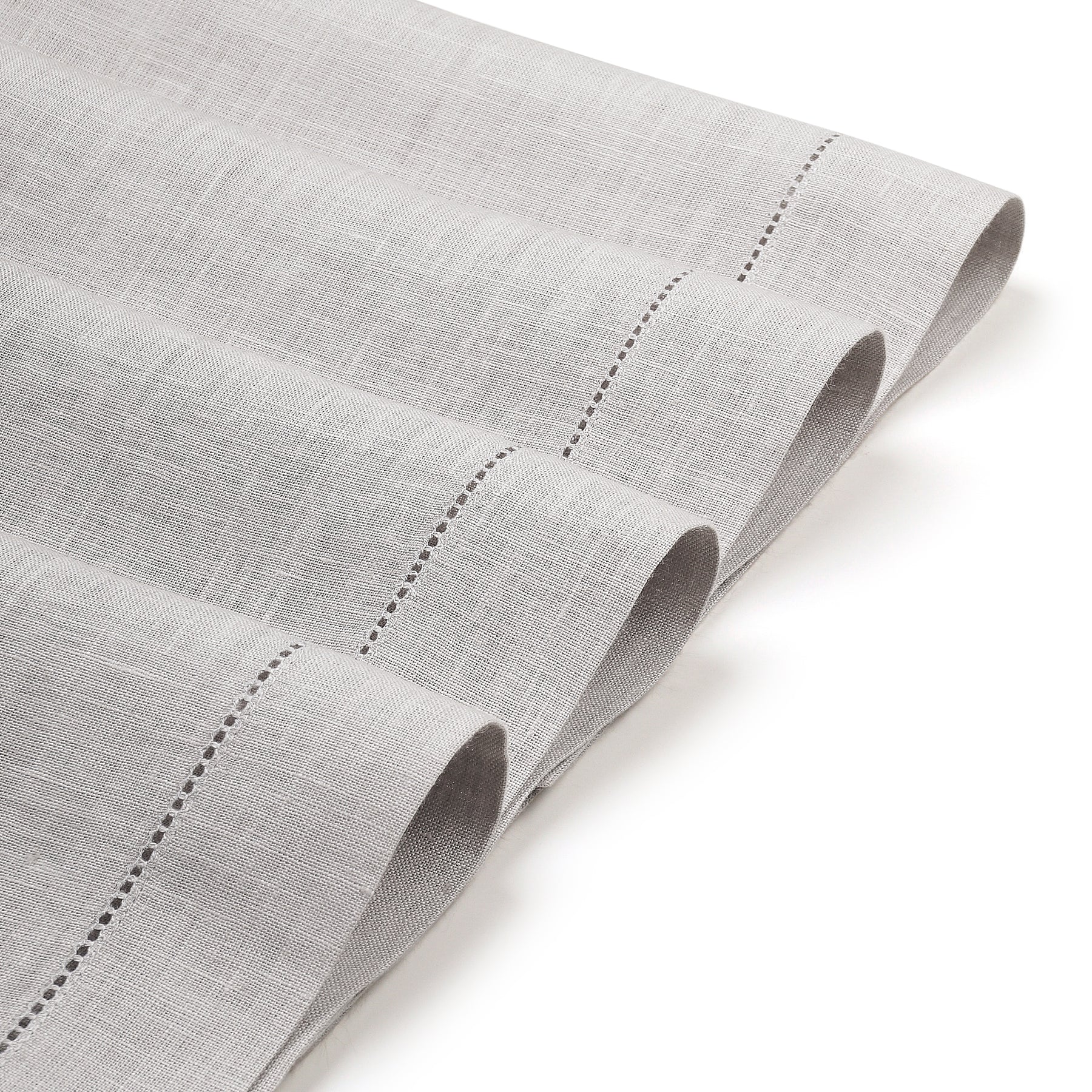 Silver Grey Linen Placemats 14 x 19 Inch Set of 4 - Hemstitch