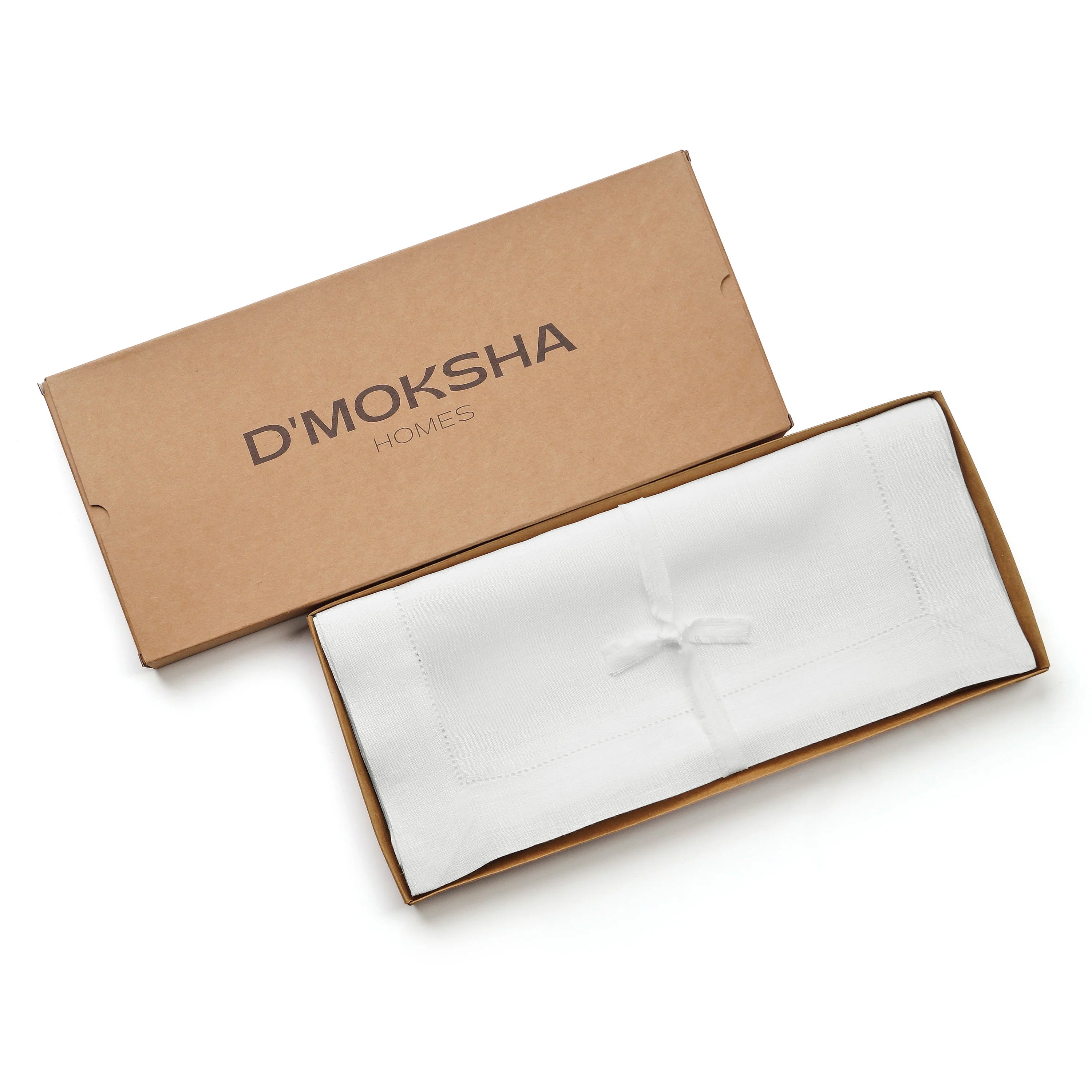 White Linen Table Runner, Hemstitch