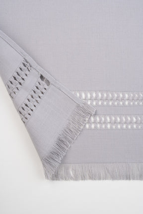 Light Grey Linen Look Recycled Fabric Hand Hemstitch Table Runner