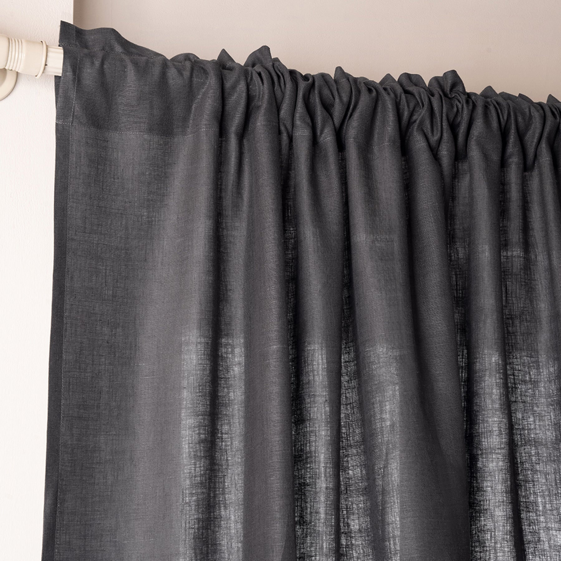 Charcoal Grey Linen Curtain | Set of 2 Panles
