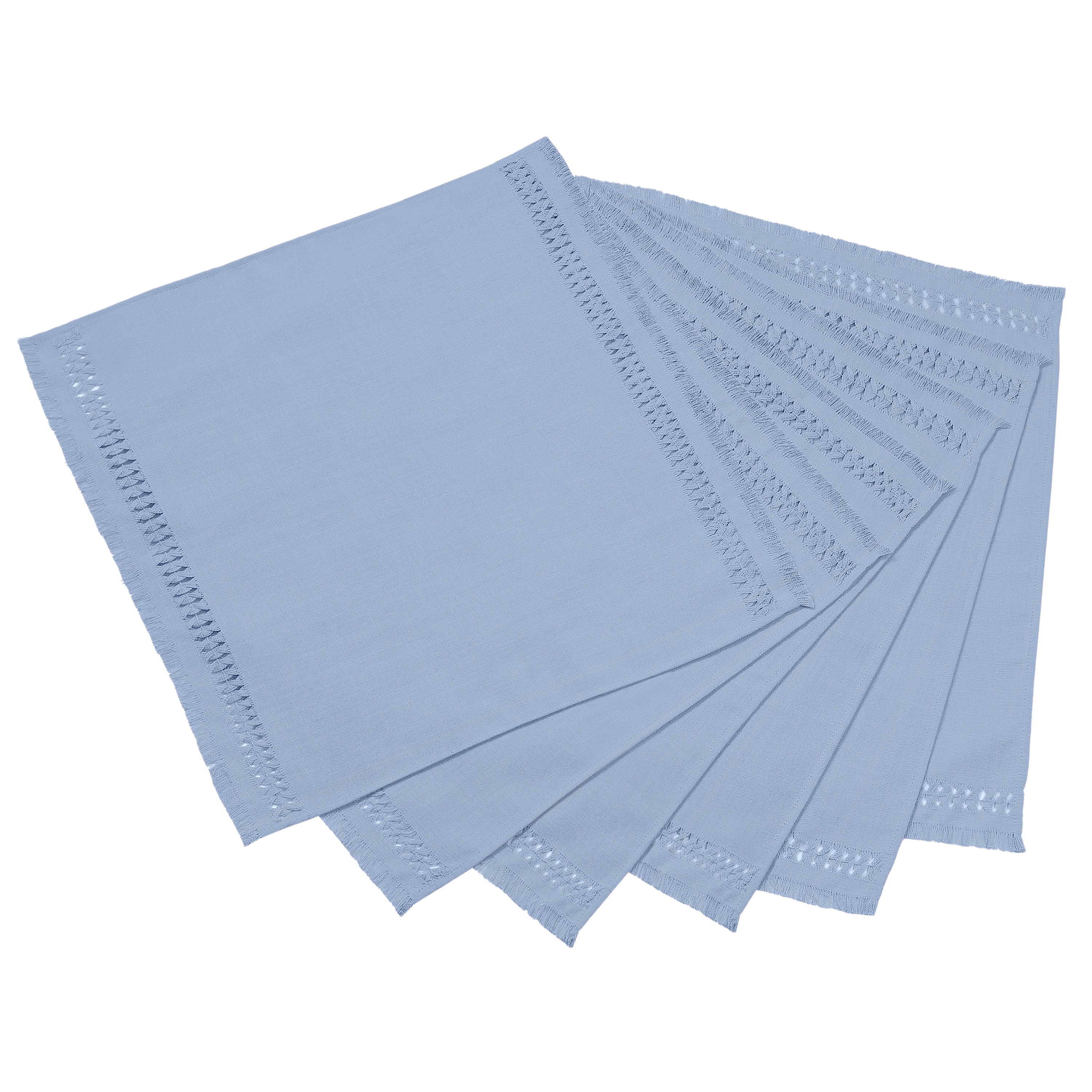 Light Blue Faux Linen Napkins, Hand Hemstitch, 20 x 20 inch, 6 pcs