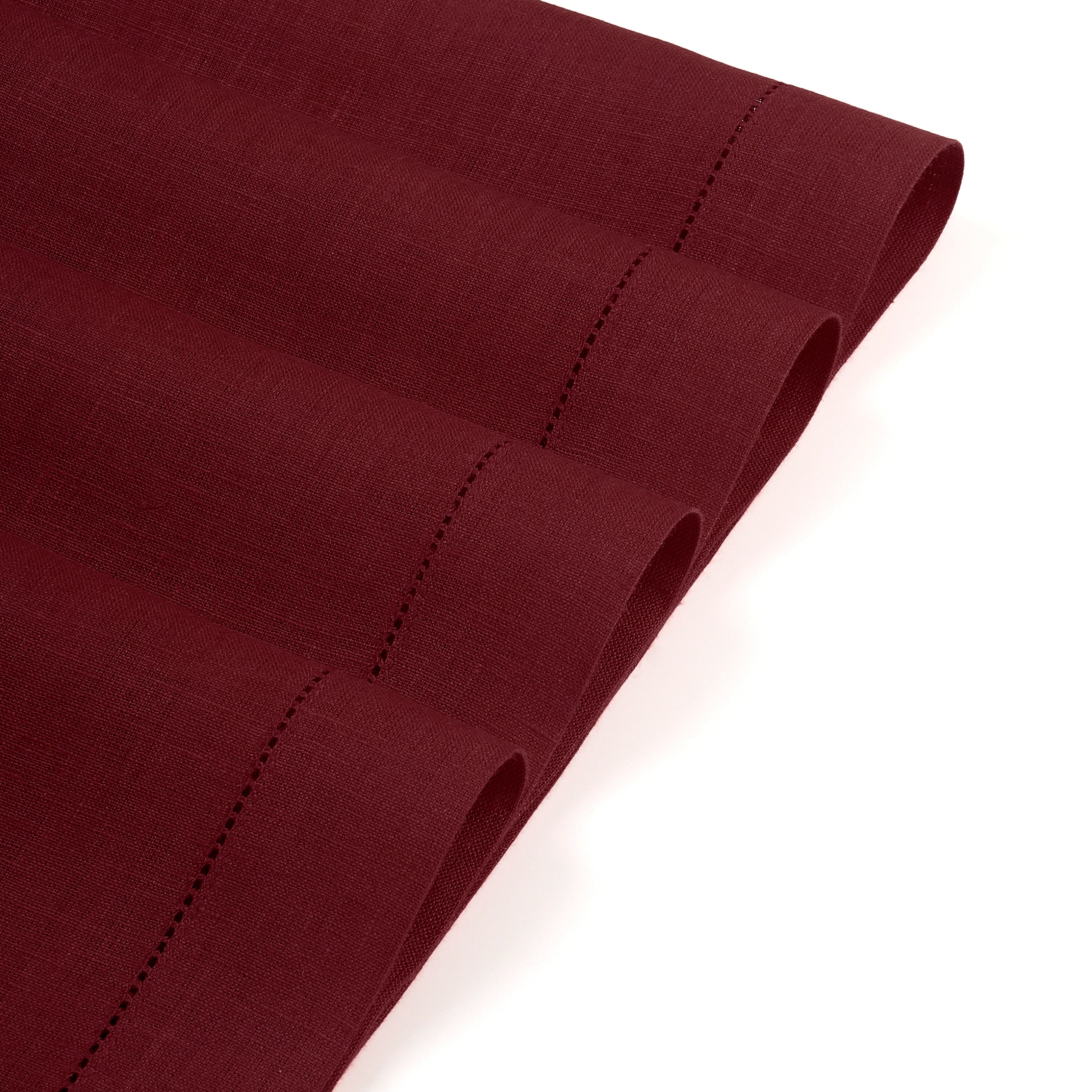 Dark Red Linen Placemats, Hemstitch, 14 x 19 inch, 4 pcs