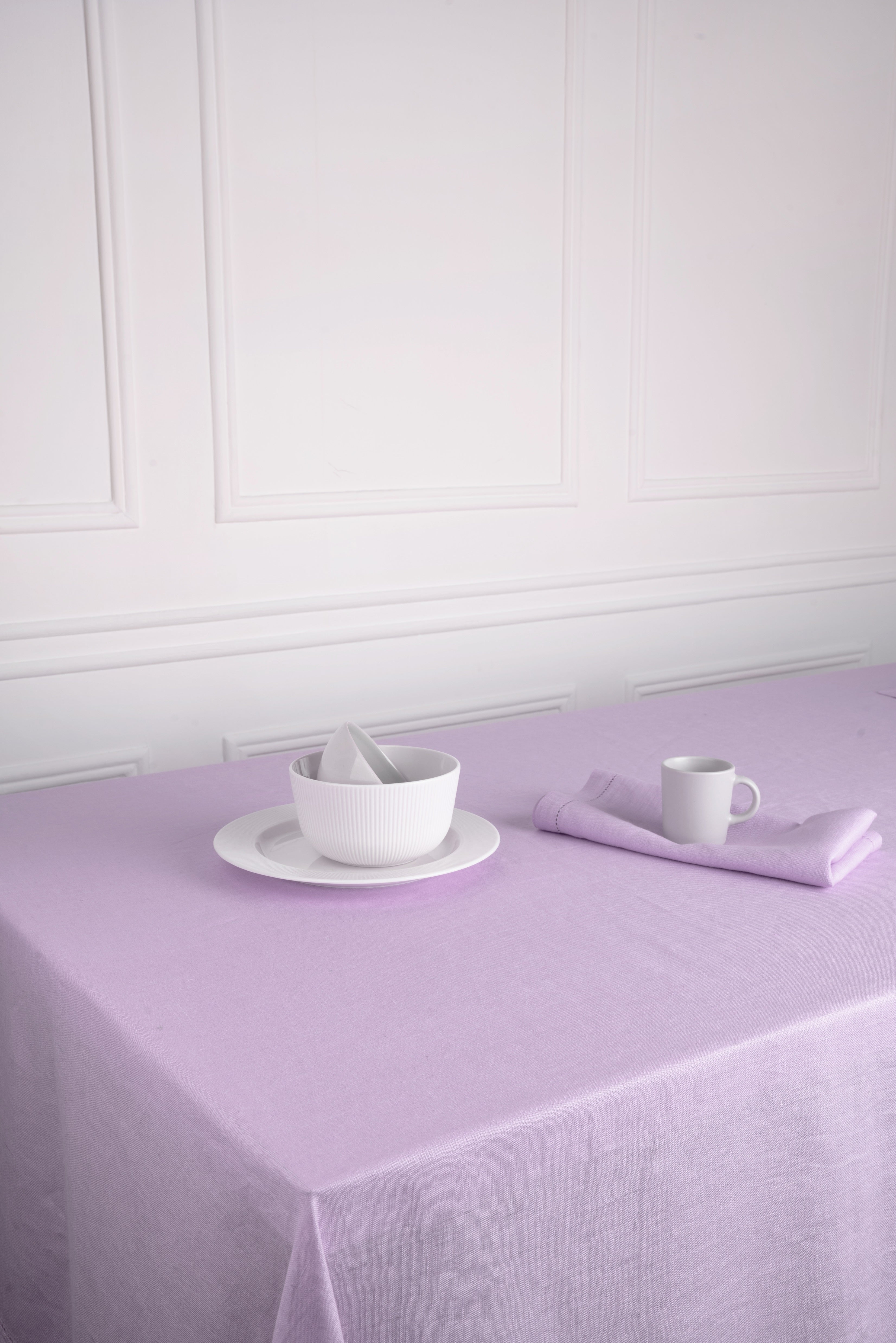 Lavender Linen Tablecloth, Hemstitch