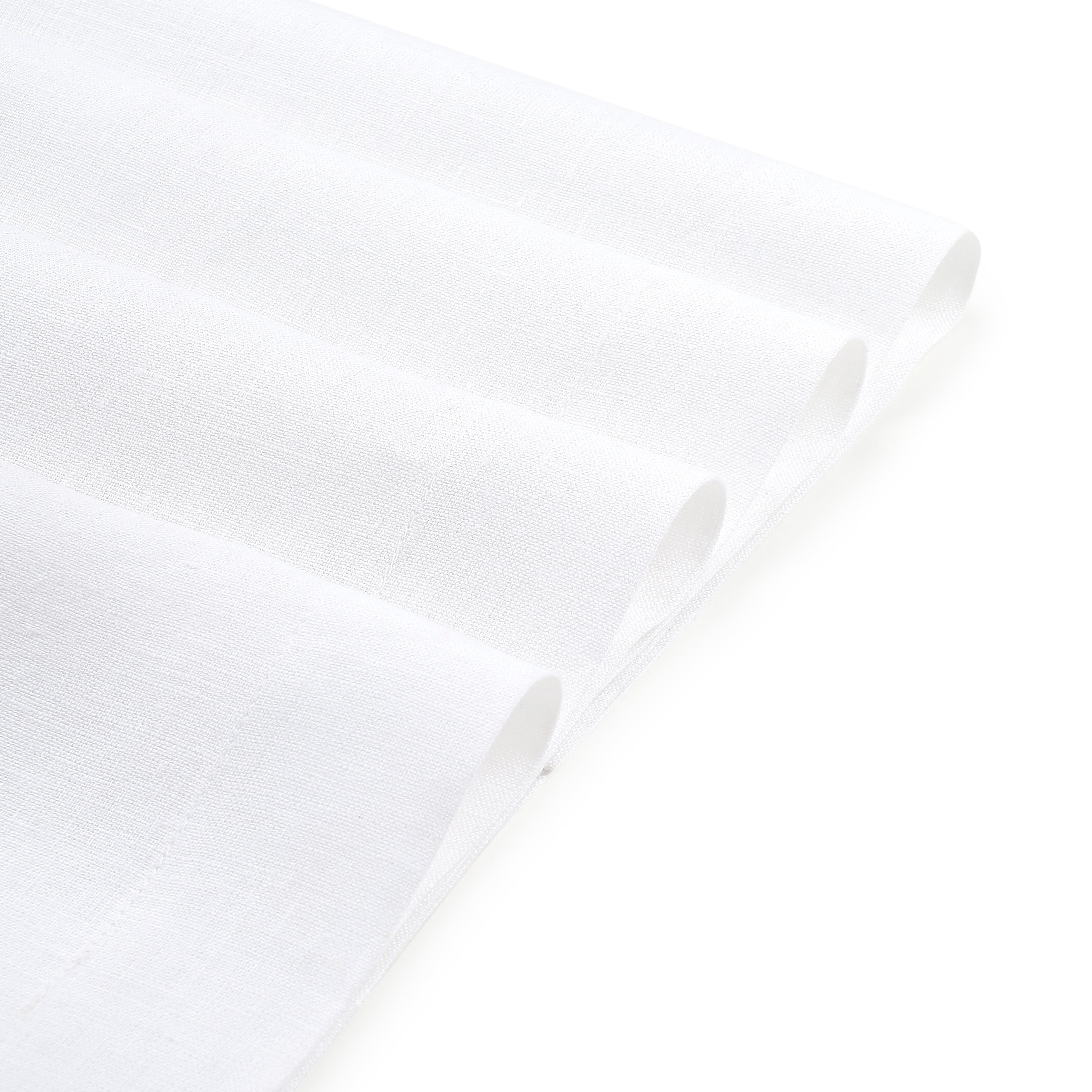 White Linen Placemats, Hemmed, 14 x 19 inch, 4 pcs