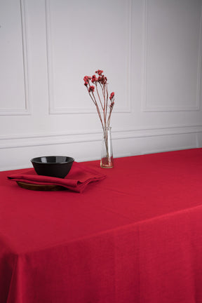 Red  Linen Tablecloth - Hemmed
