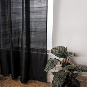 Black Vegan Silk Top Pinch Pleat Curtains | 1 Panel
