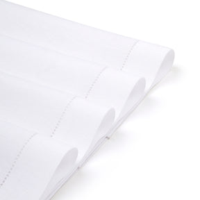White Linen Placemats 14 x 19 Inch Set of 6 - Hemstitch