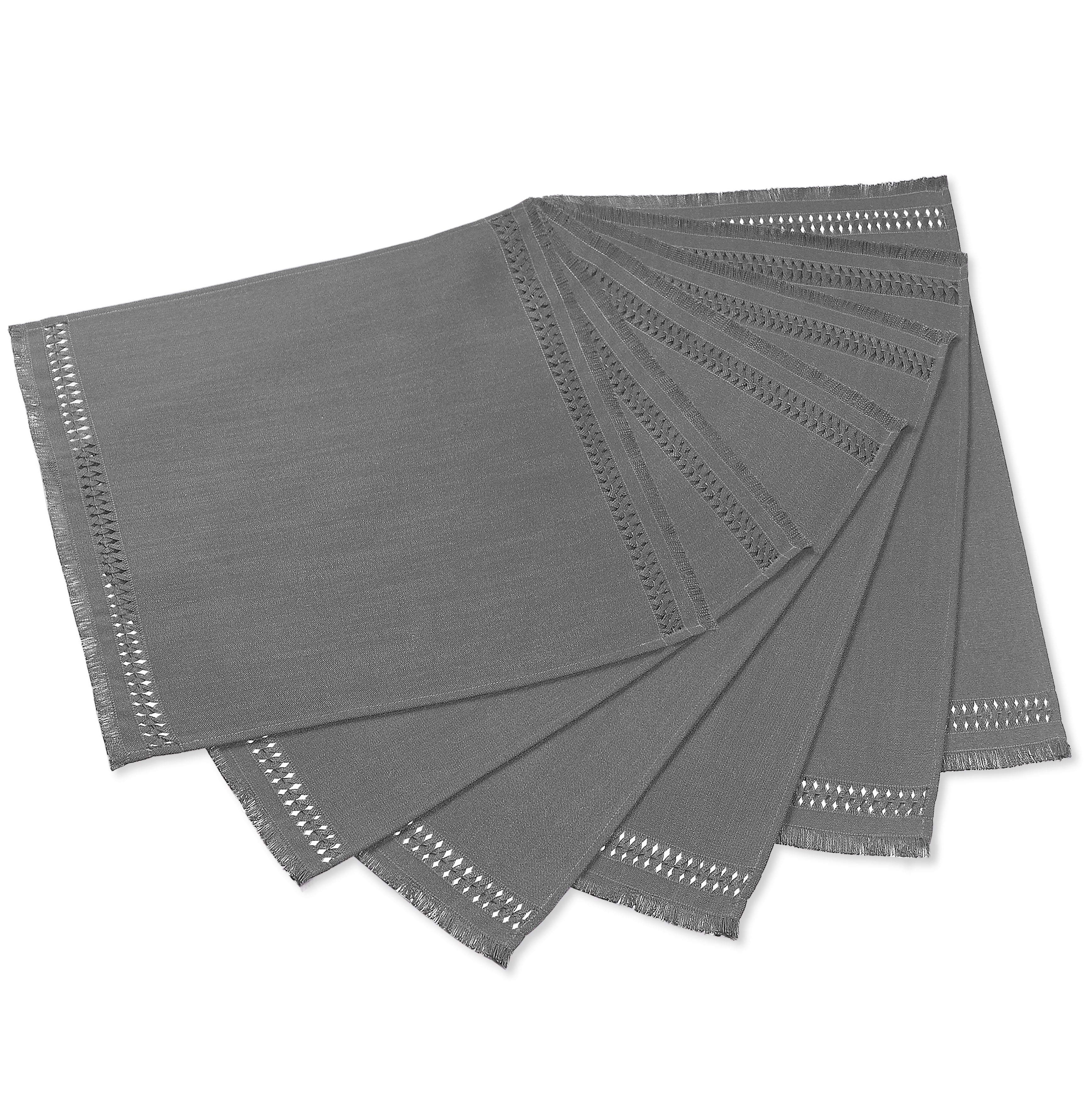 Charcoal Grey Faux Linen Napkins, Hand Hemstitch, 20 x 20 inch, 6 pcs