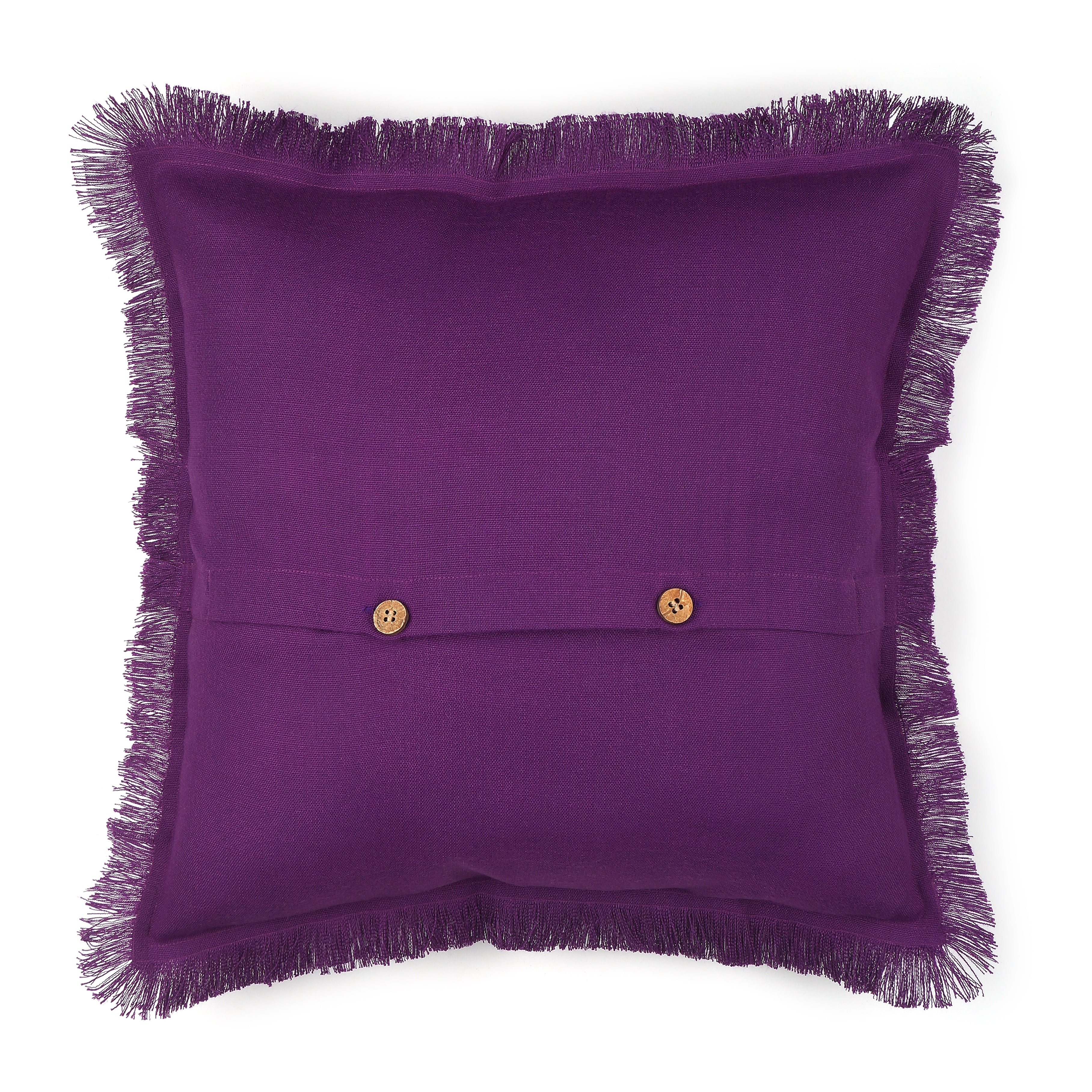 Bohemian Fringe Pillow Cover - Purple