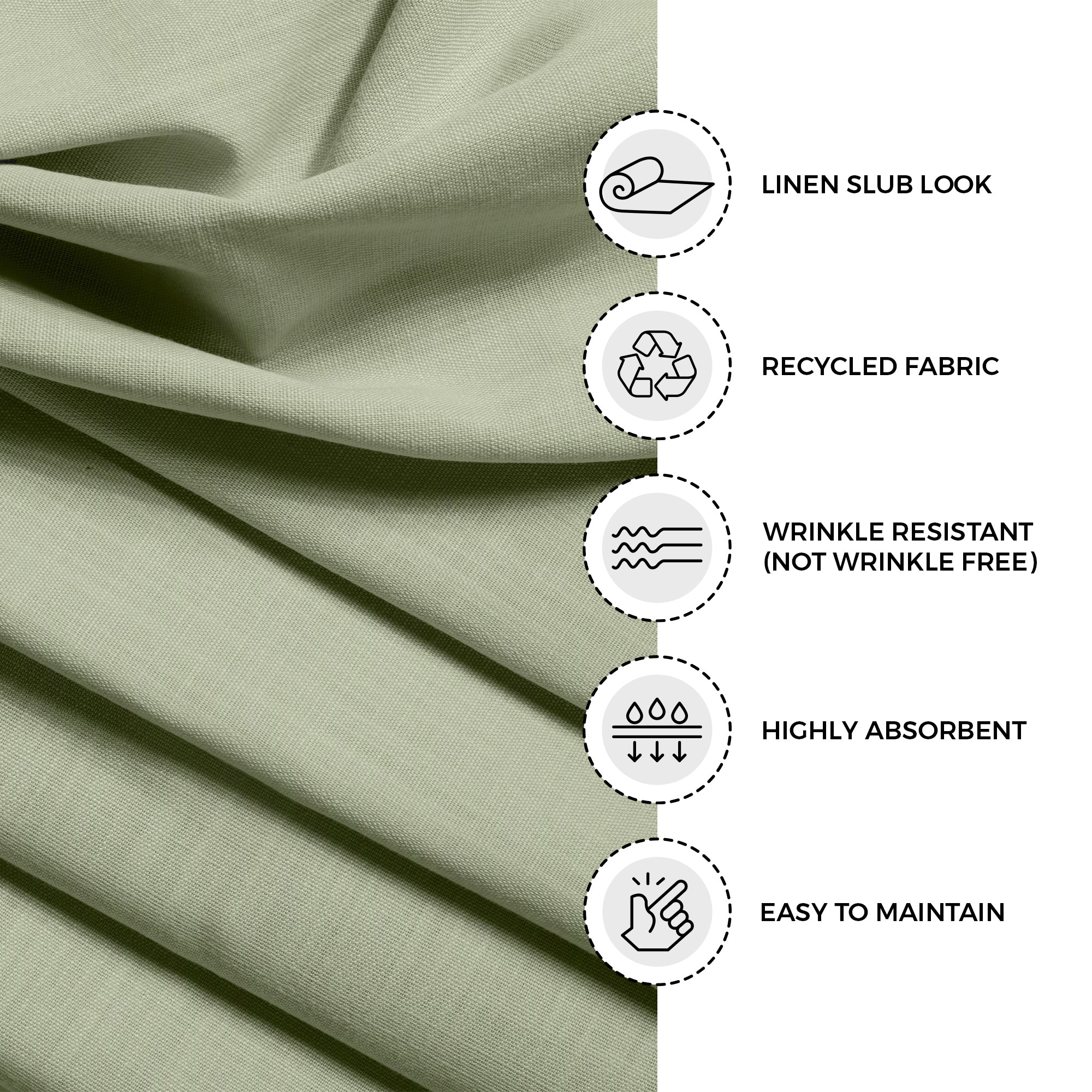 Sage Green Faux Linen Napkins, Mitered Corner, 20 x 20 inch, 4 pcs