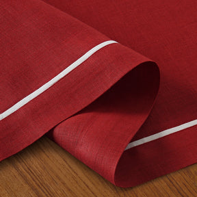 Red and White Linen Table Runner, Reversible