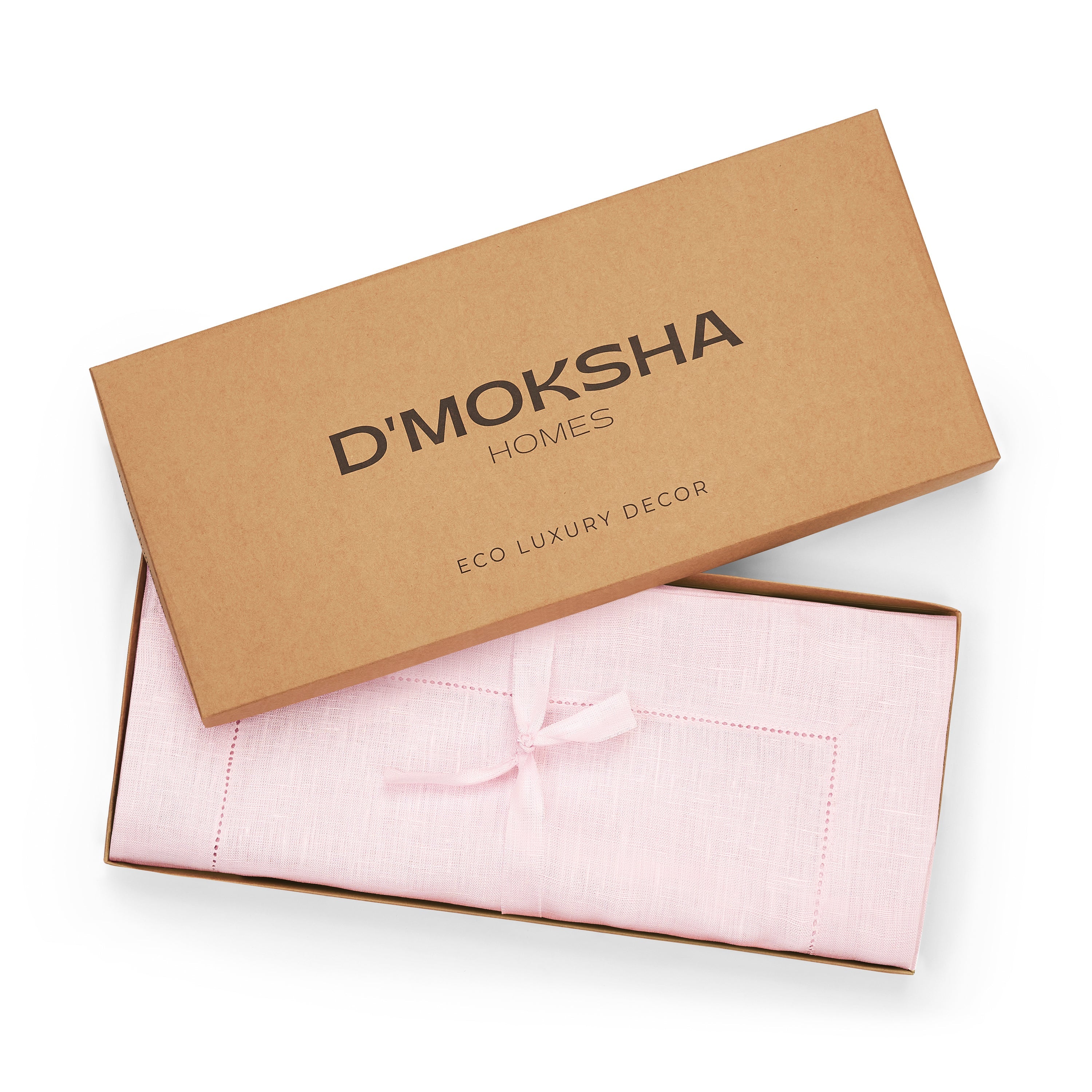 Pastel Pink Pure Linen Table Runner - Hemstitch
