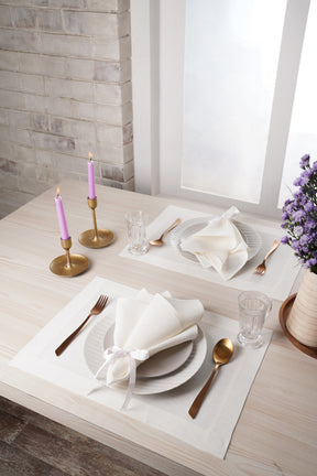 Ivory Linen Placemats  14 x 19 Inch Set of 4 - Hemmed