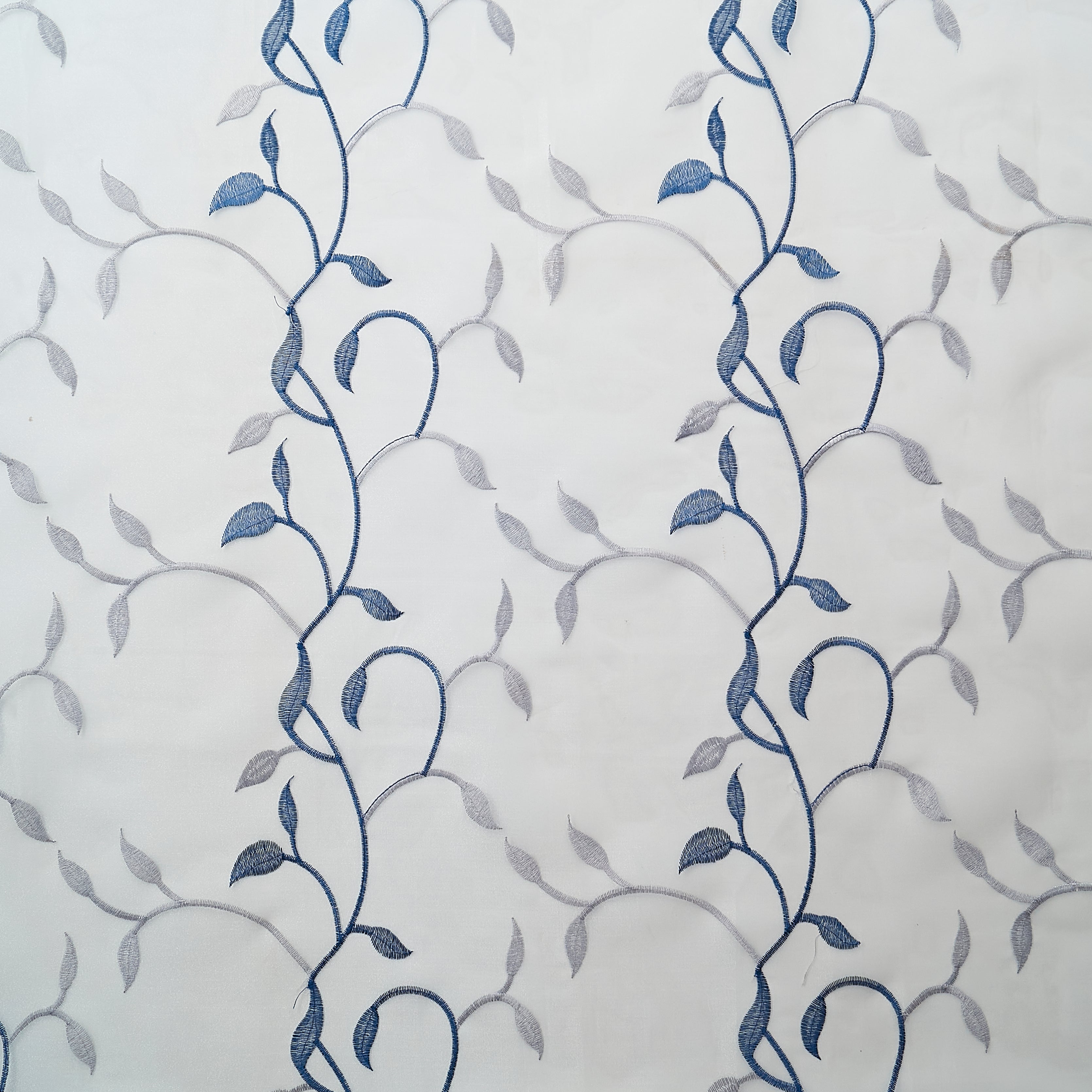 Etereo Leaf Lattice, Silver & Blue, Sheer, 1 panel