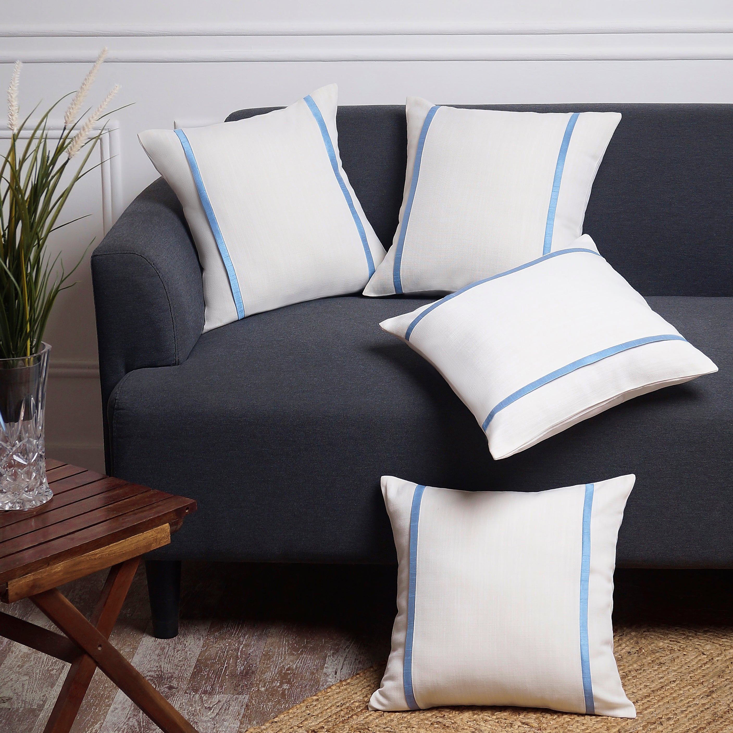 Drift Pillow Cover - White and Blue