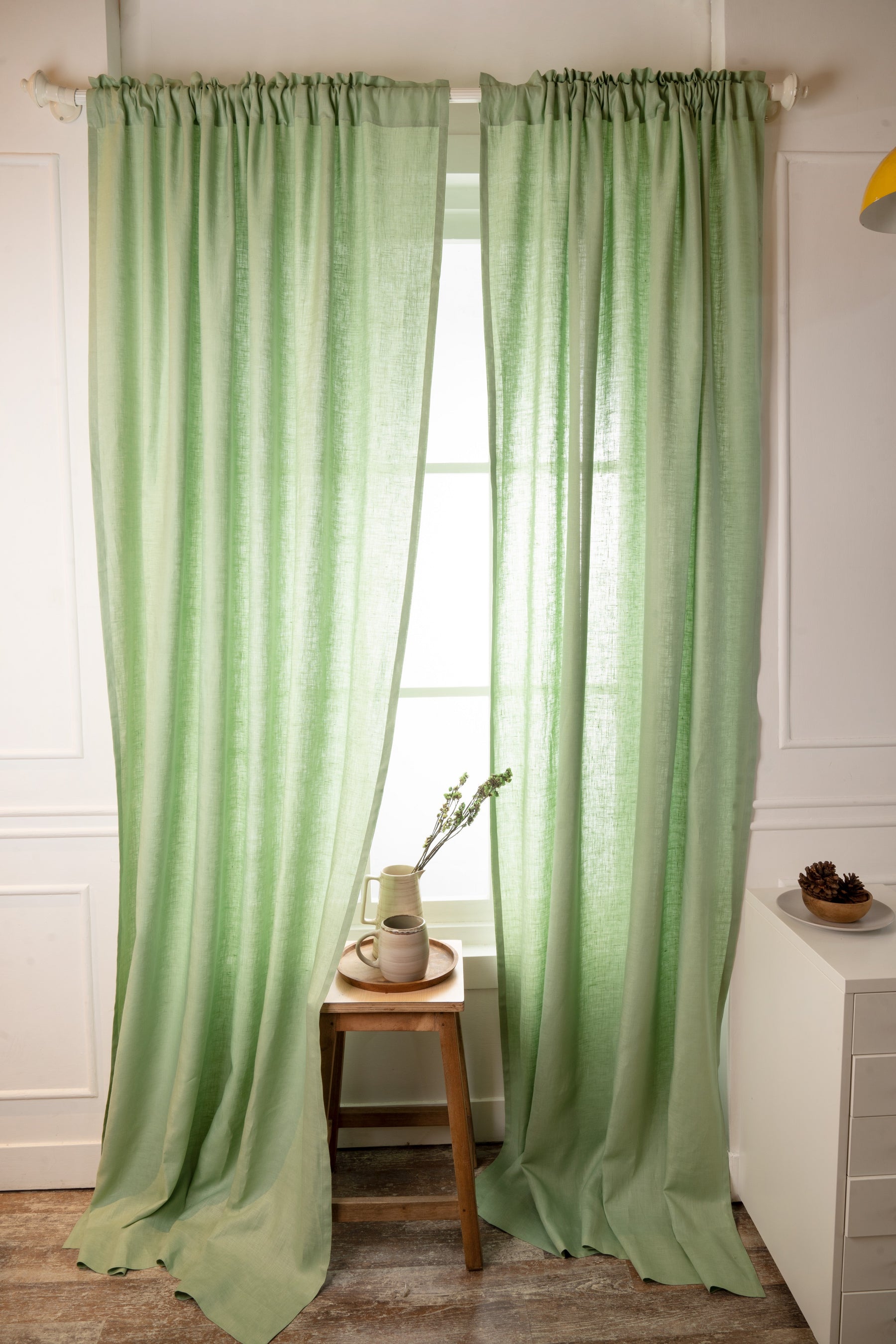 Sage Green Linen Curtain | Set of 2