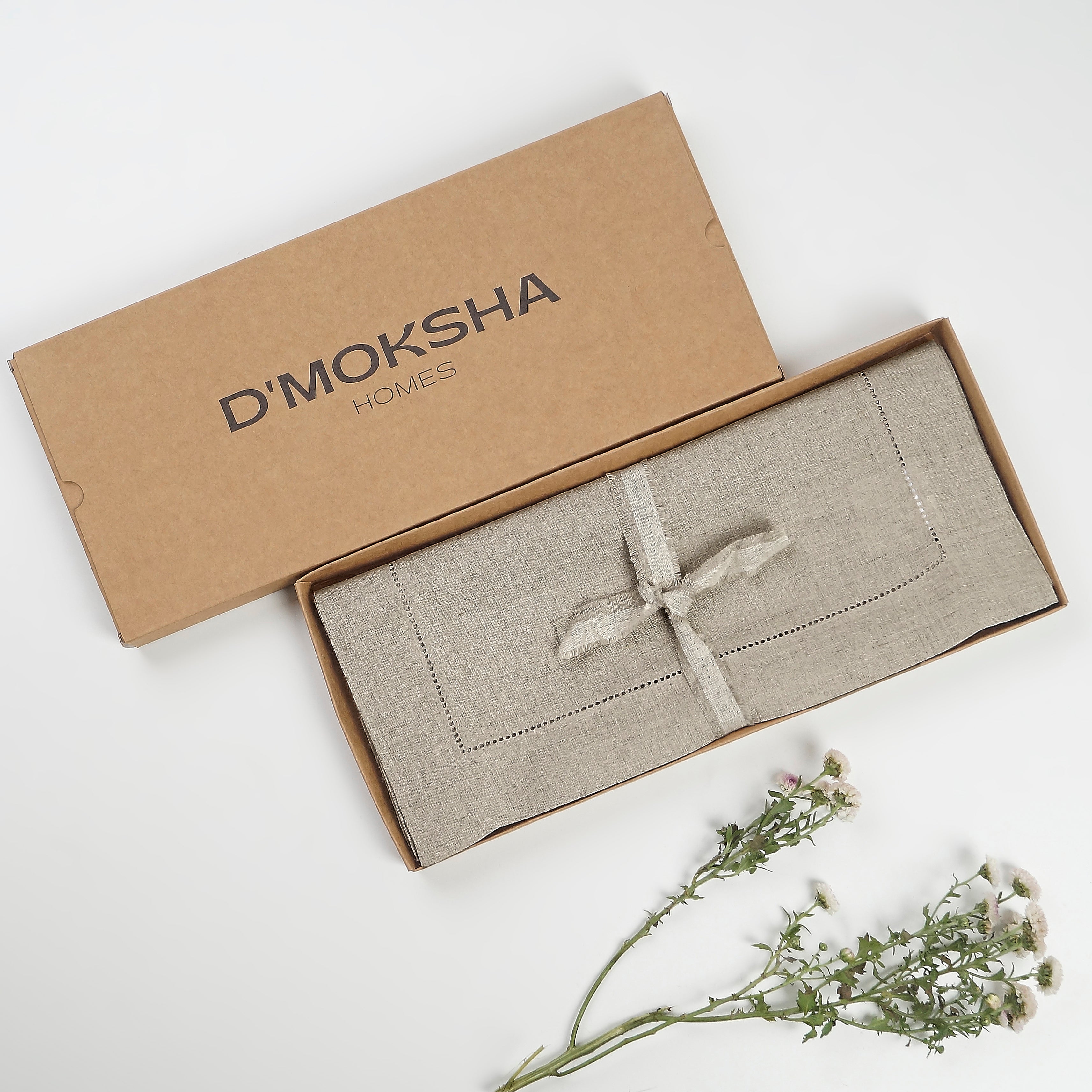 Natural Linen Table Runner, Hemstitch
