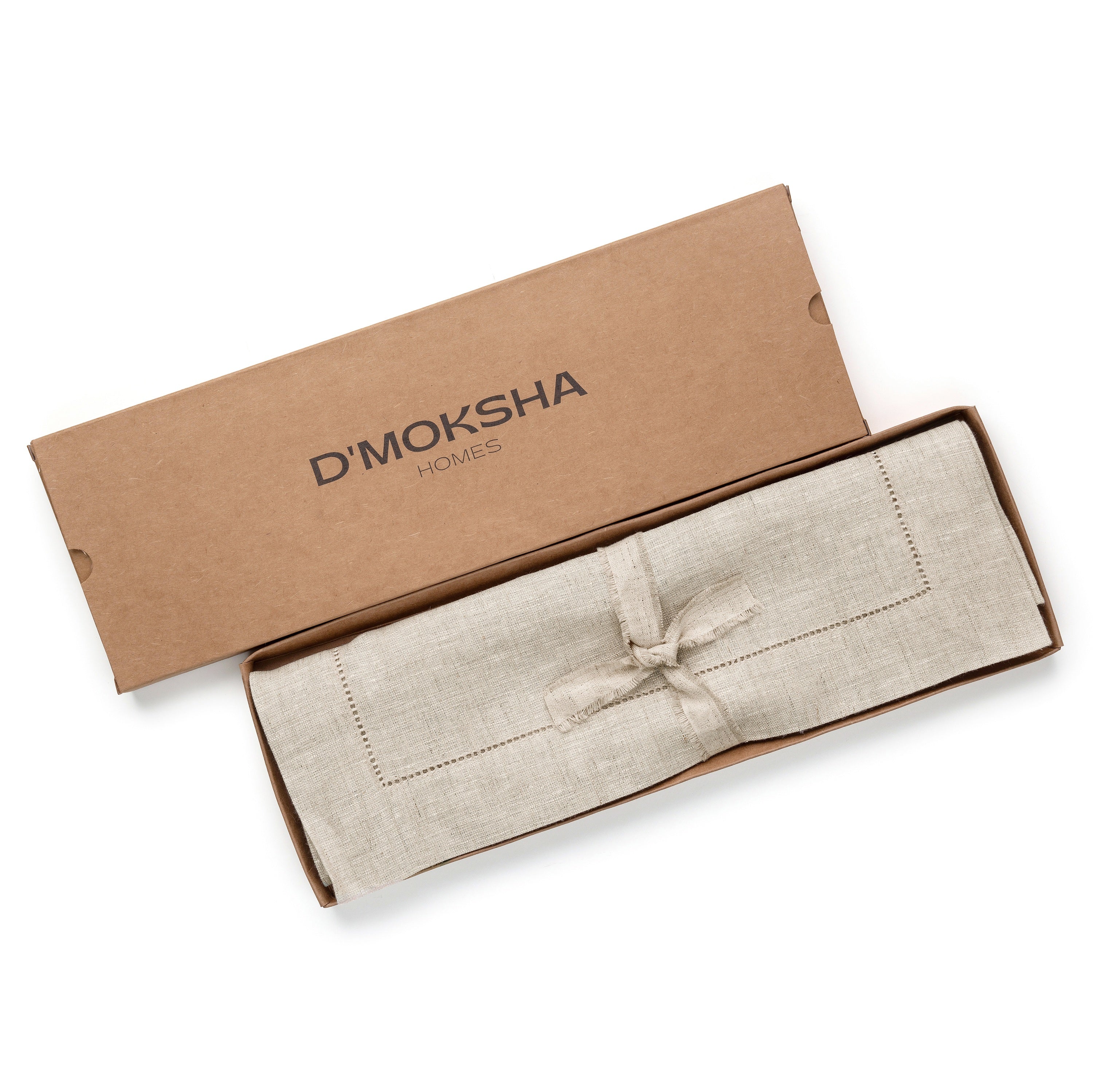 Light Natural Linen Table Runner, Hemstitch